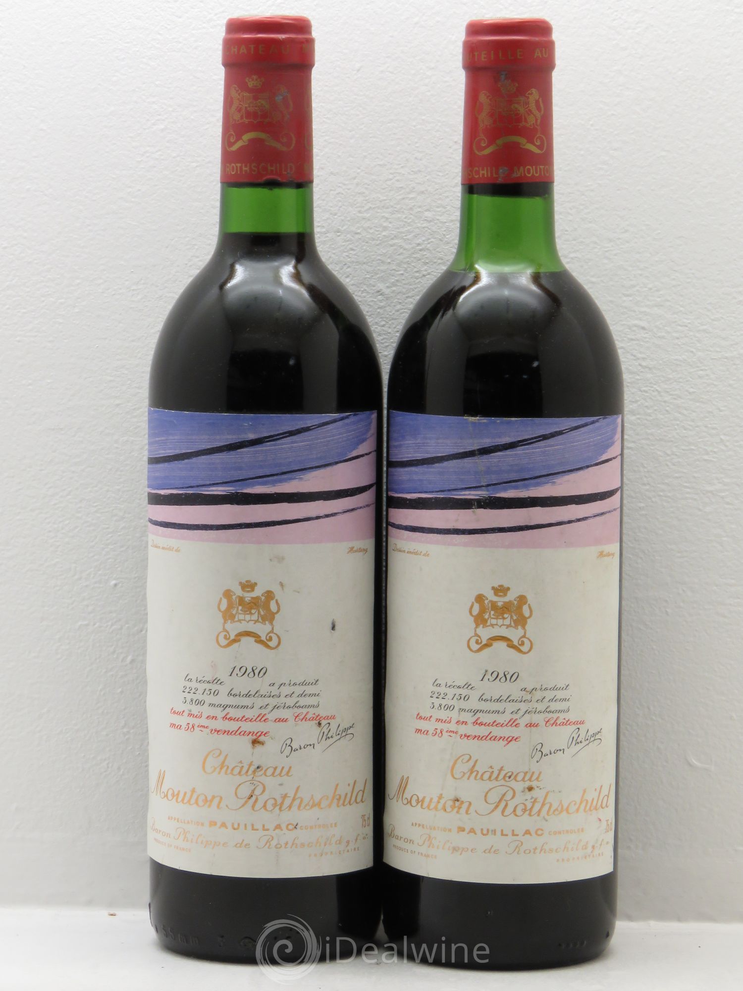 Château Mouton Rothschild 1er Grand Cru Classé 1980 - Lot de 2 bouteilles - 0