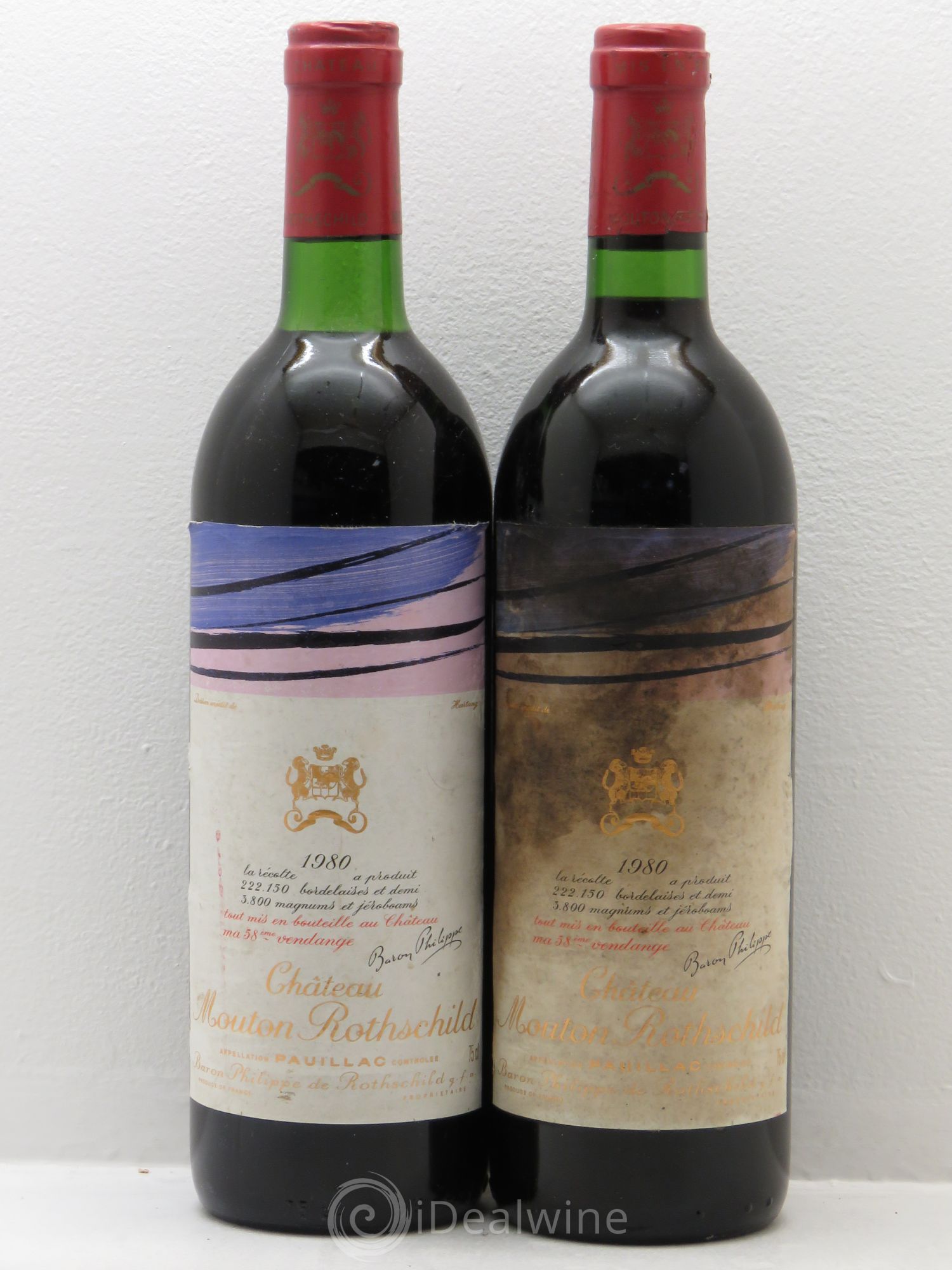 Château Mouton Rothschild 1er Grand Cru Classé 1980 - Lot de 2 bouteilles - 0