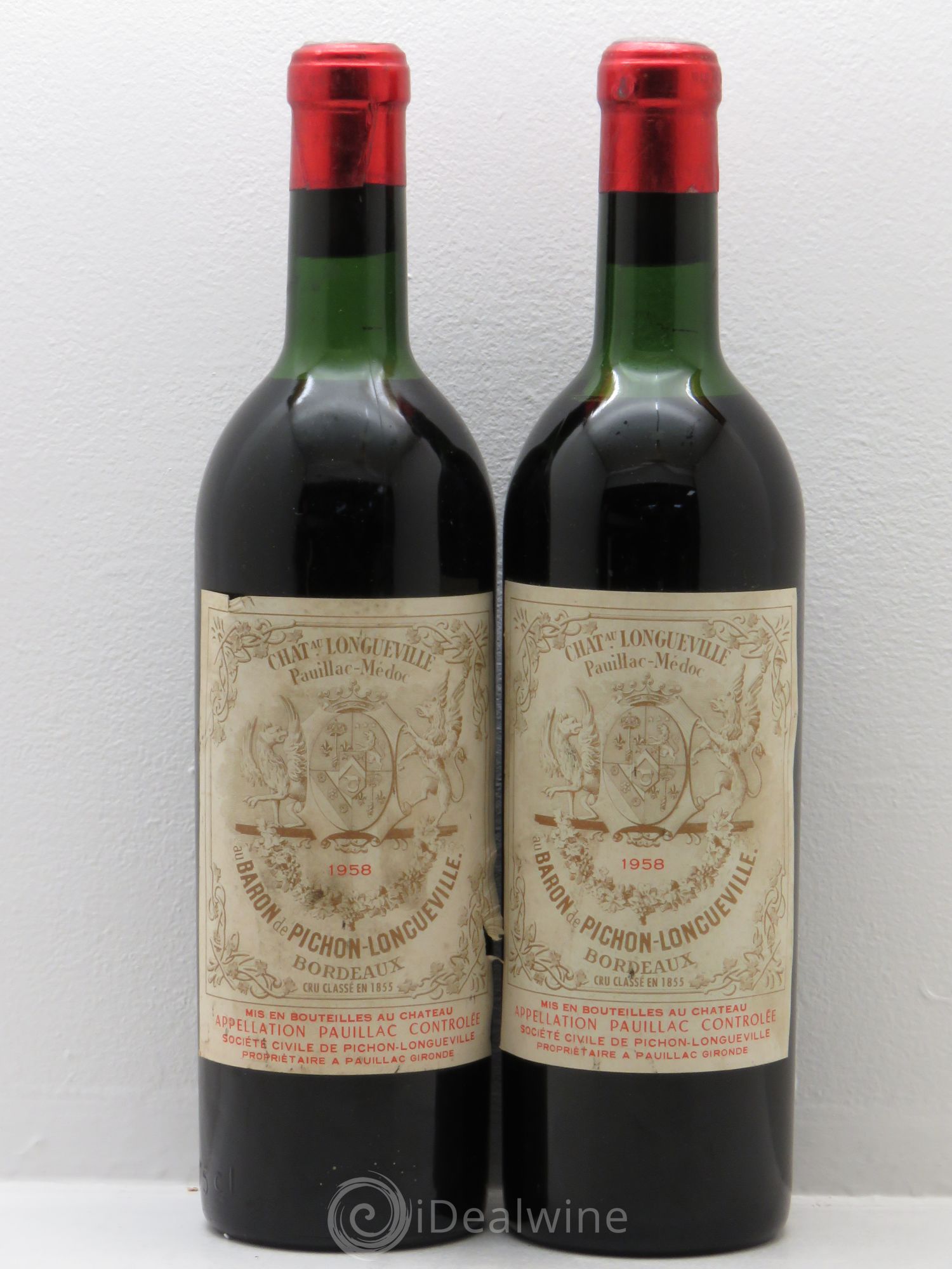 Pichon Longueville Baron 2ème Grand Cru Classé 1958 - Lotto di 2 bottiglie - 0