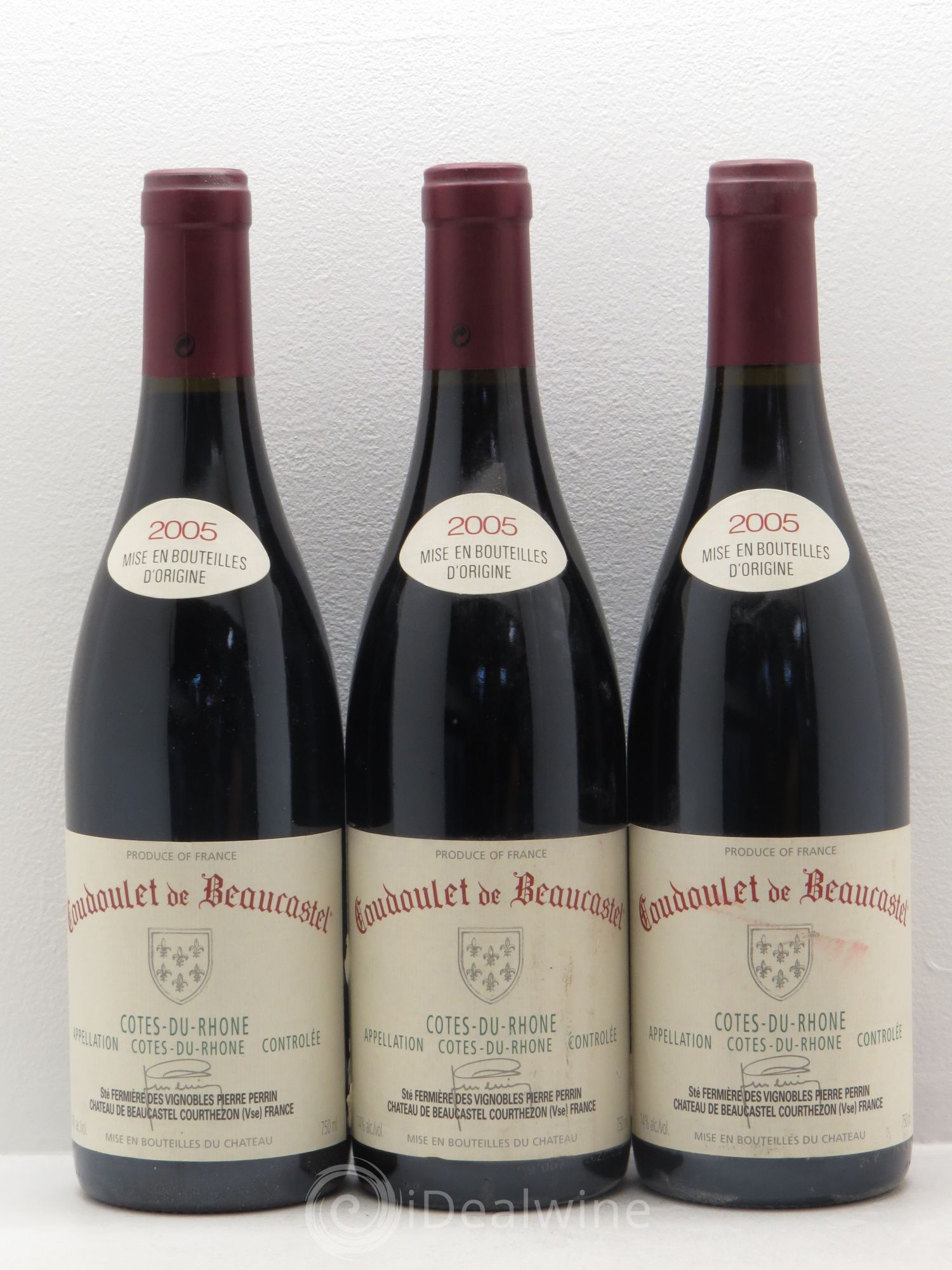 Côtes-du-Rhône Coudoulet de Beaucastel Famille Perrin 2005 - Lot de 3 bouteilles - 0