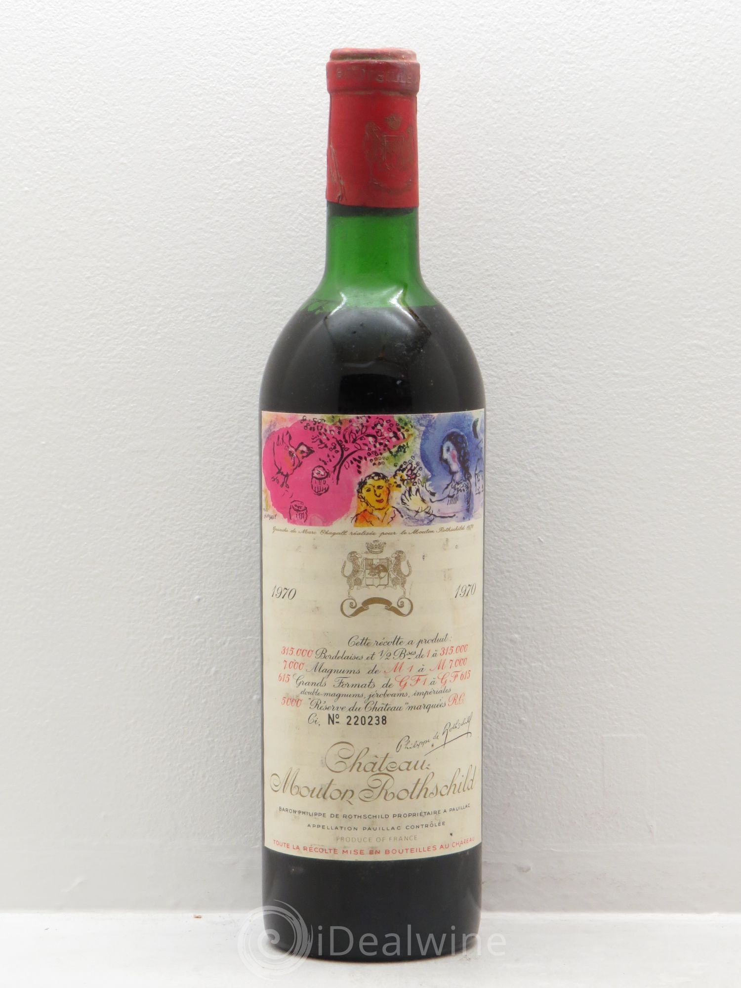 Château Mouton Rothschild 1er Grand Cru Classé 1970 - Lot de 1 bouteille - 0