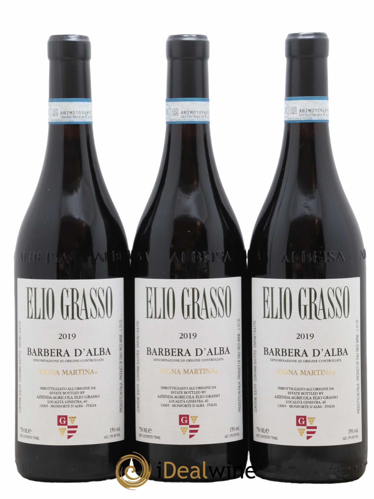 Barbera d'Alba DOC Vigna Martina Elio Grasso 2019 - Lot de 3 bouteilles - 0