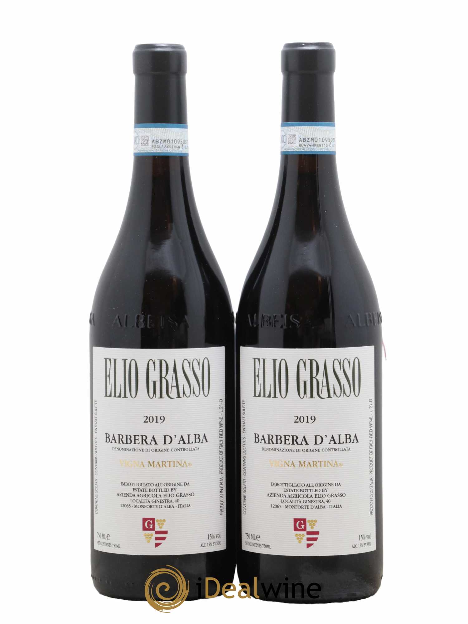 Barbera d'Alba DOC Vigna Martina Elio Grasso 2019 - Lot de 2 bouteilles - 0