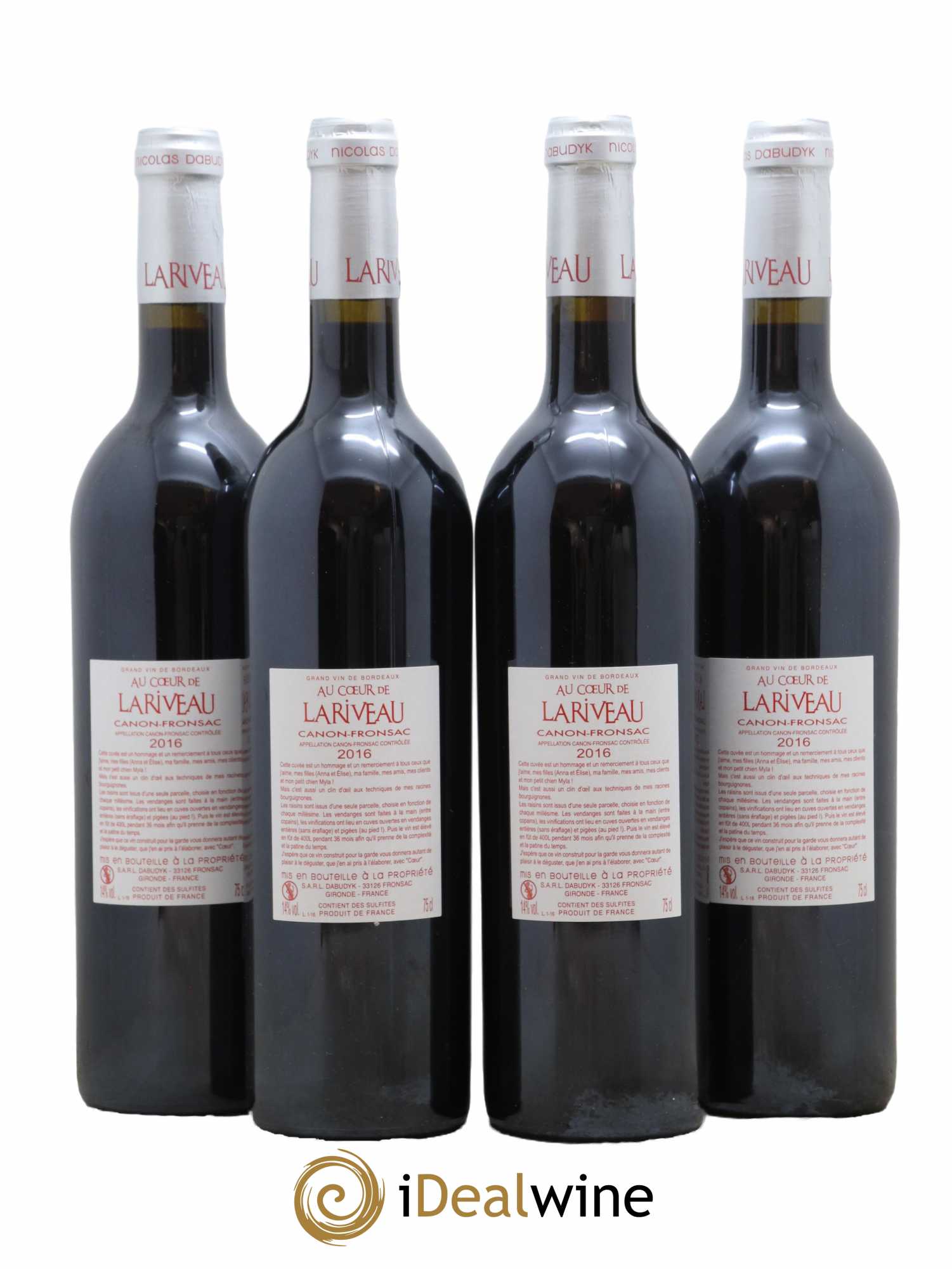 Canon-Fronsac Au Coeur De Lariveau Château Lariveau 2016 - Lot de 4 bouteilles - 1
