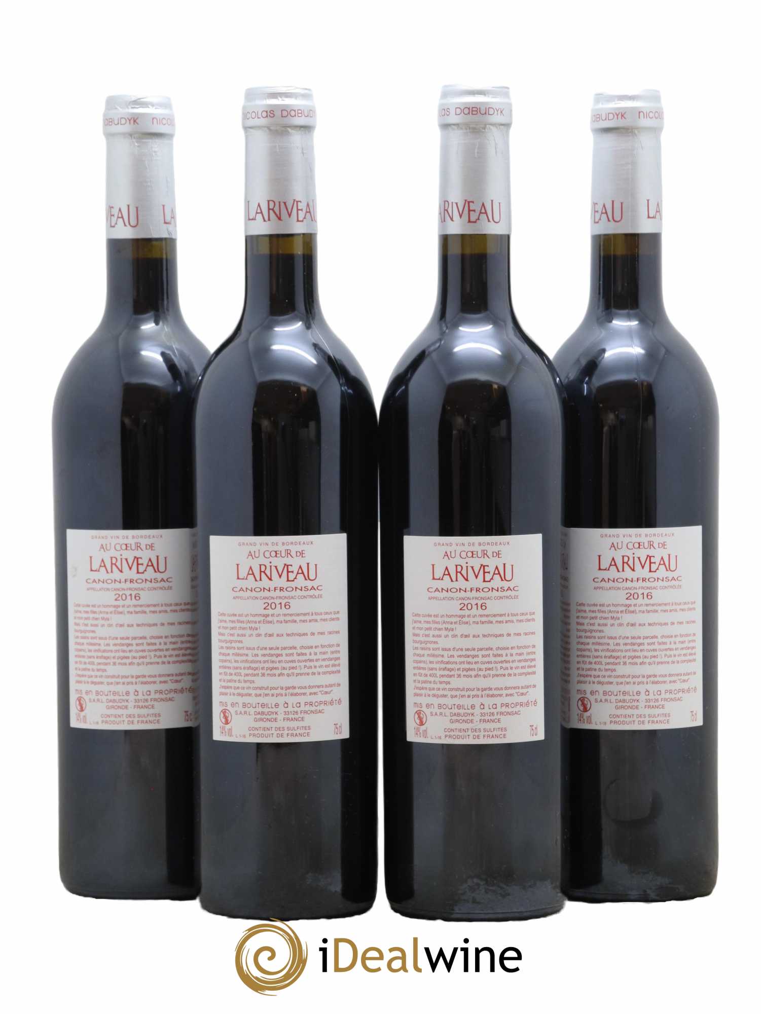 Canon-Fronsac Au Coeur De Lariveau Château Lariveau 2016 - Lot de 4 bouteilles - 1