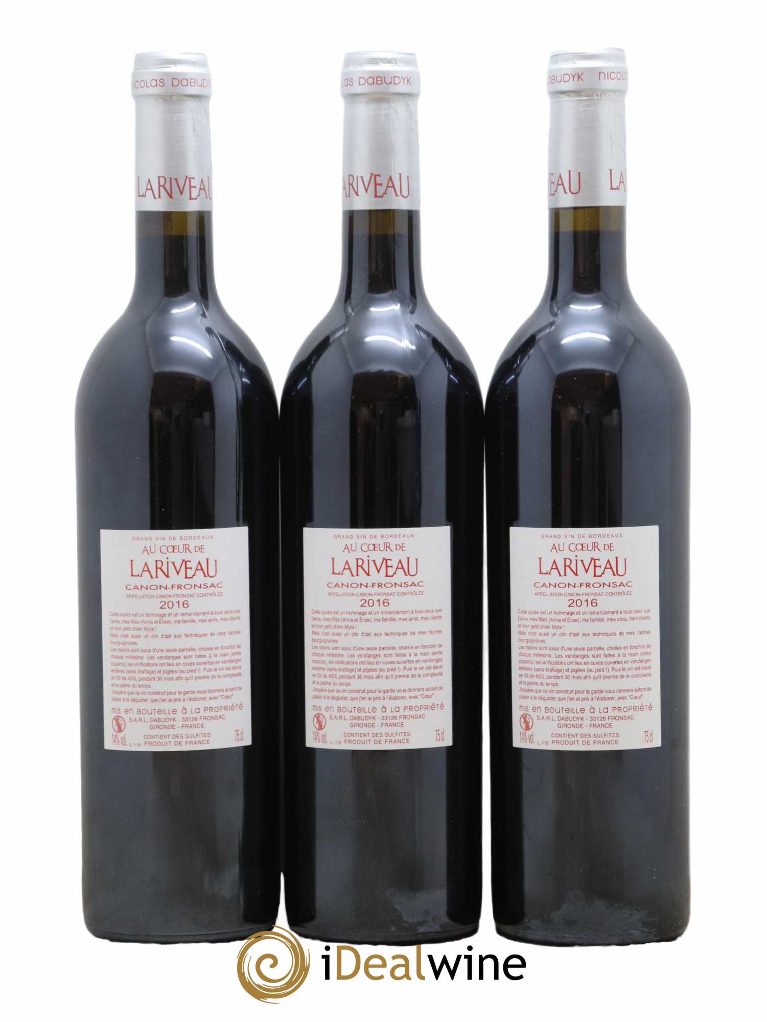 Canon-Fronsac Au Coeur De Lariveau Château Lariveau 2016 - Lot de 3 bouteilles - 1