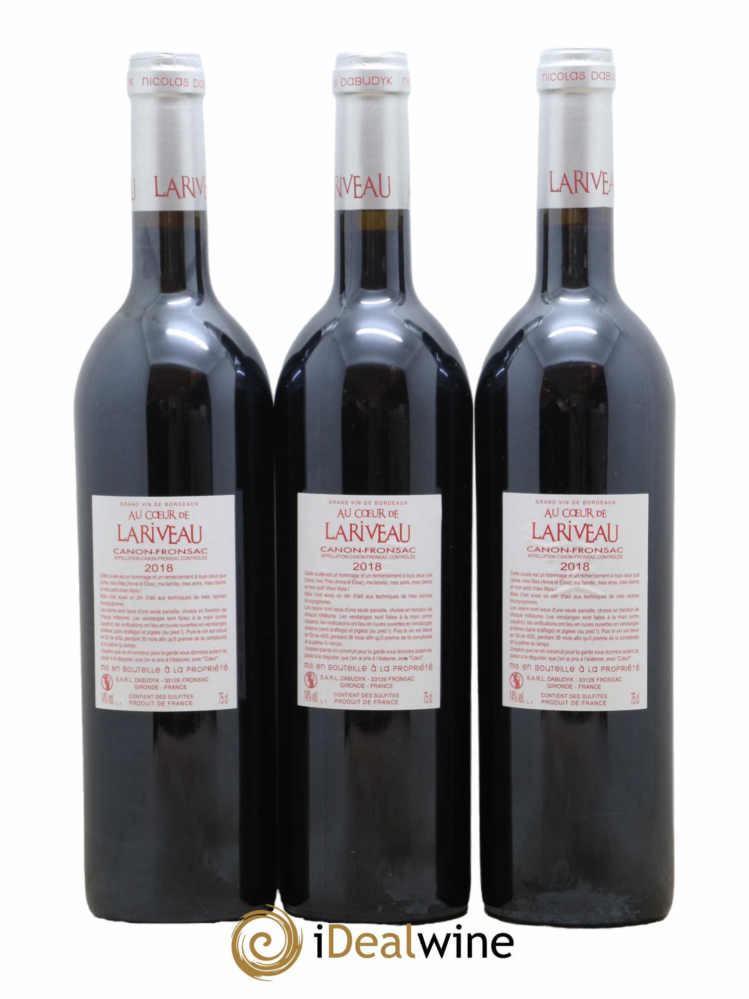 Canon-Fronsac Au Coeur De Lariveau Château Lariveau 2018 - Lot de 3 bouteilles - 1