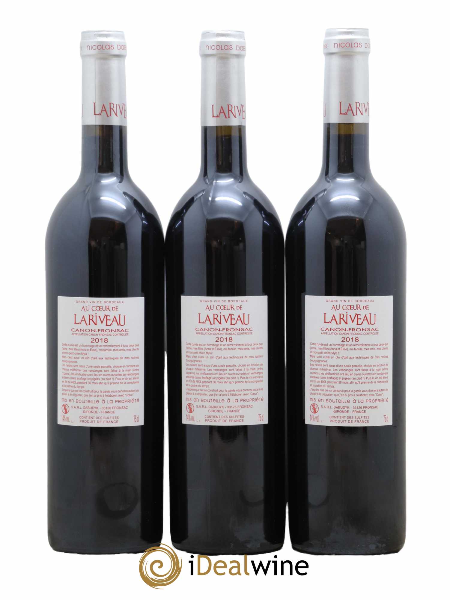 Canon-Fronsac Au Coeur De Lariveau Château Lariveau 2018 - Lot de 3 bouteilles - 1