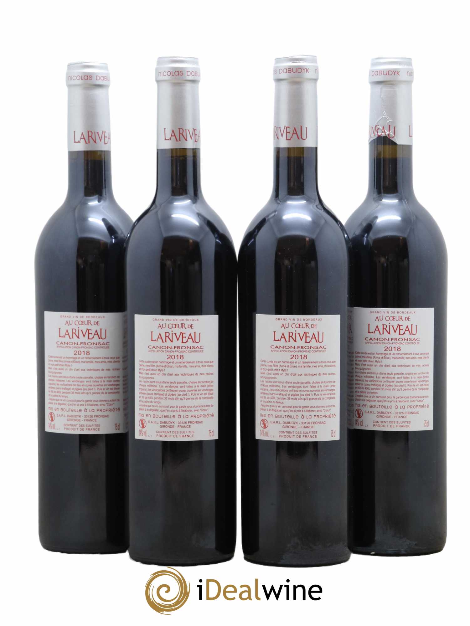 Canon-Fronsac Au Coeur De Lariveau Château Lariveau 2018 - Lot de 4 bouteilles - 1