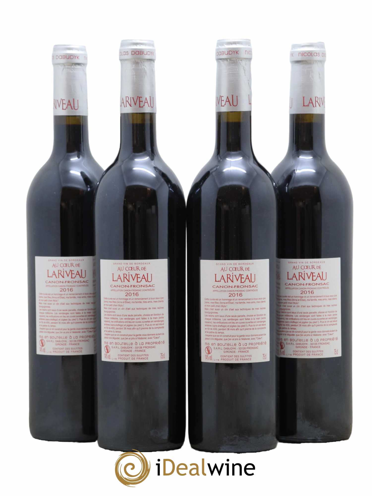 Canon-Fronsac Au Coeur De Lariveau Château Lariveau 2016 - Lot de 4 bouteilles - 1