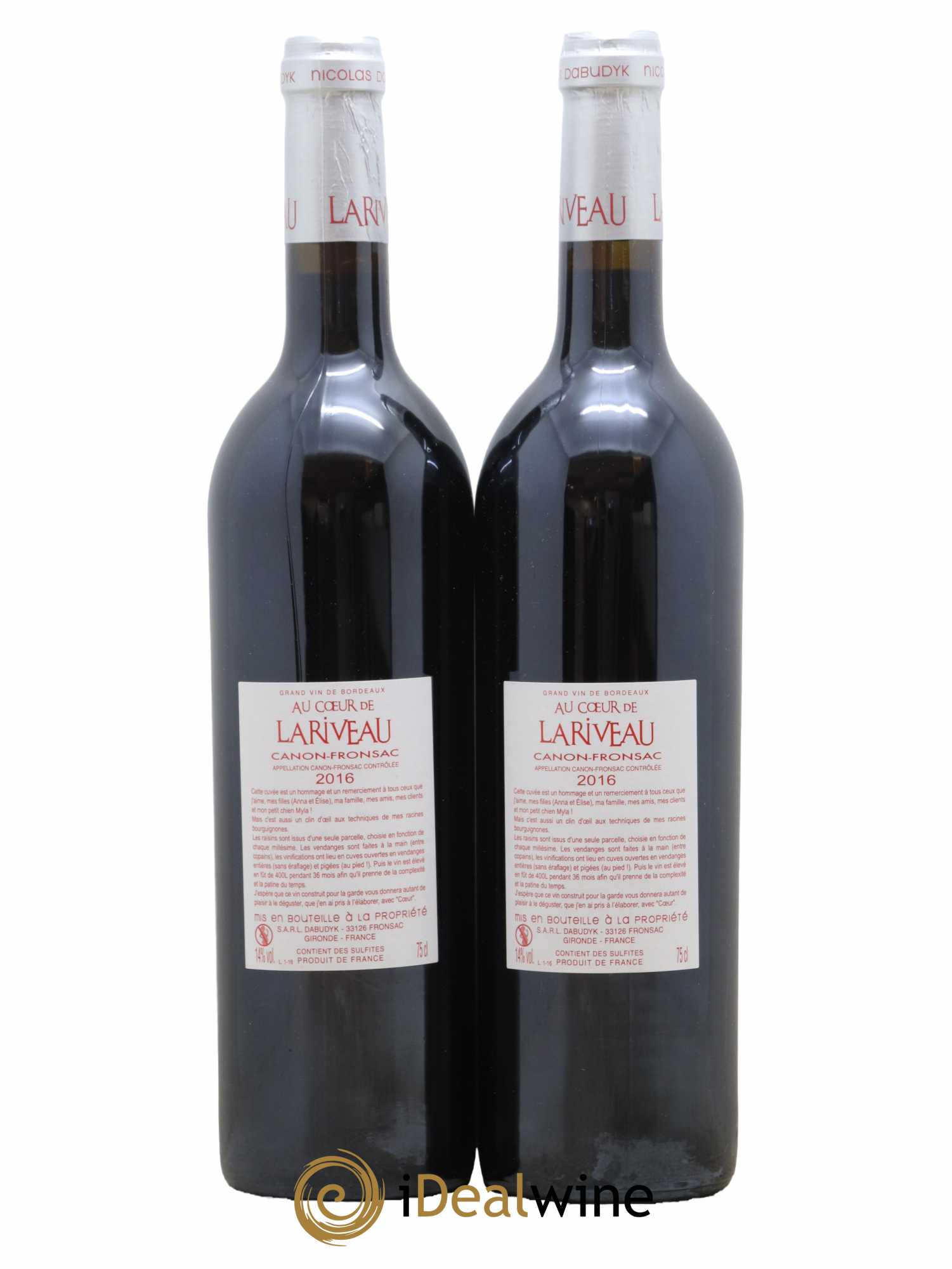 Canon-Fronsac Au Coeur De Lariveau Château Lariveau 2016 - Lot de 2 bouteilles - 1