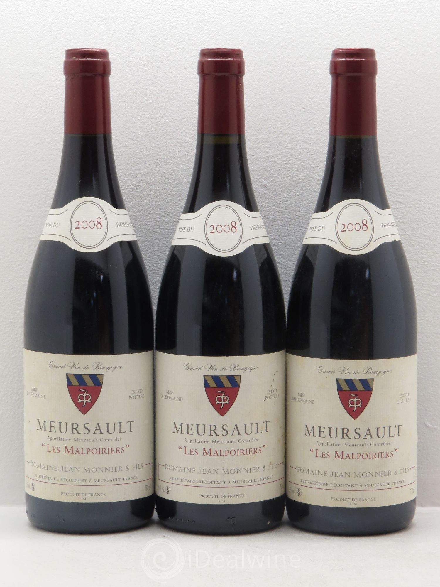 Meursault J.Monnier Les Malpoiriers (sans prix de réserve) 2008 - Posten von 3 Flaschen - 0
