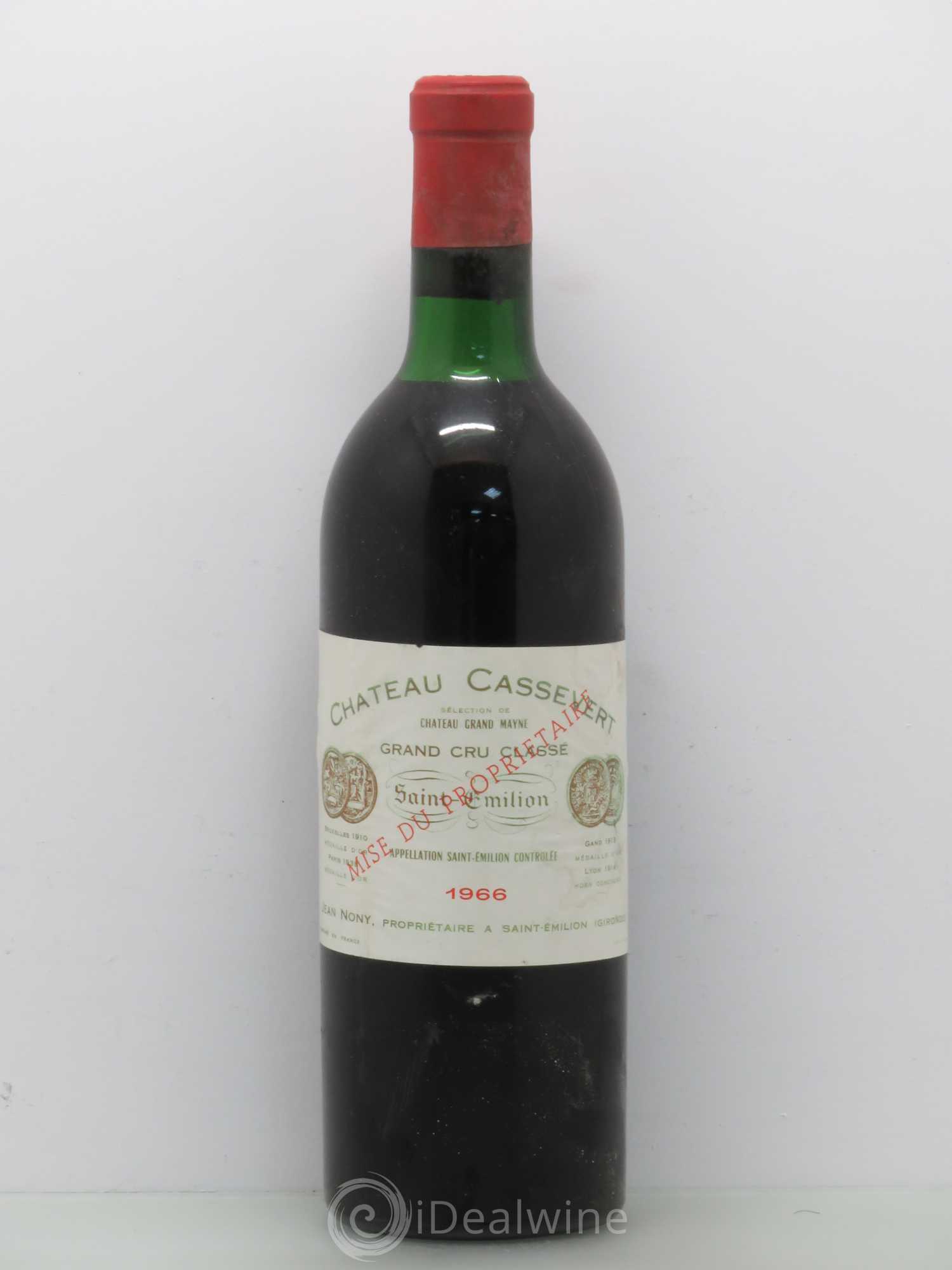 Saint-Émilion Château Cassevert (sans prix de reserve) 1966 - Posten von 1 Flasche - 0