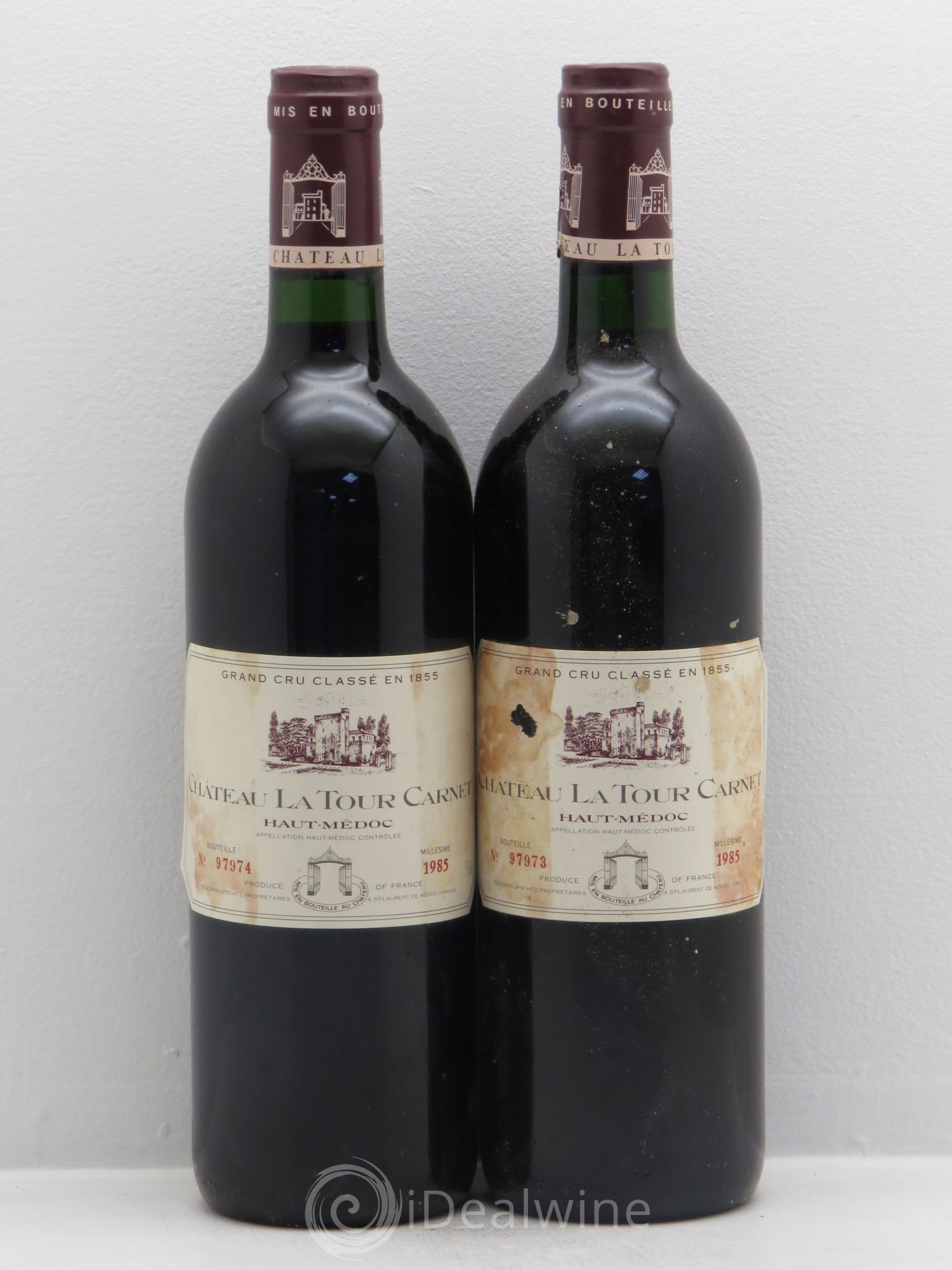 Château la Tour Carnet 4ème Grand Cru Classé (sans prix de réserve) 1985 - Lot de 2 bouteilles - 0