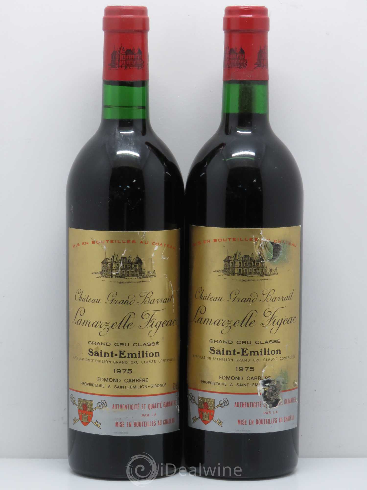 Château Grand Barrail Lamarzelle Figeac Grand Cru Classé 1975 - Lot de 2 bouteilles - 0