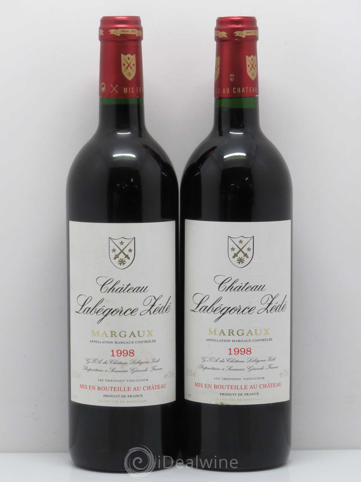 Château Labegorce Zédé Cru Bourgeois 1998 - Lot de 2 bouteilles - 0