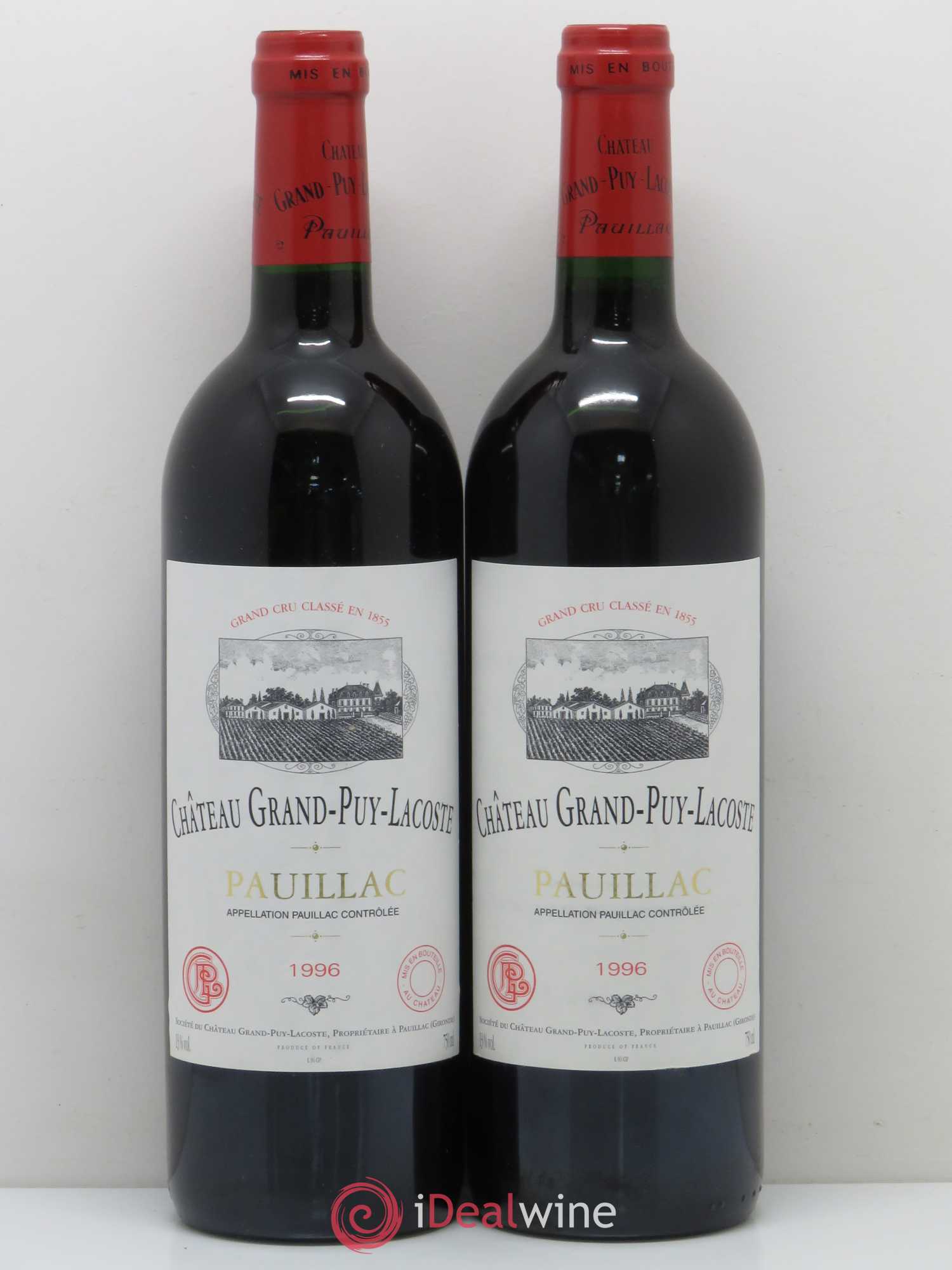 Château Grand Puy Lacoste 5ème Grand Cru Classé 1996 - Lot de 2 bouteilles - 0