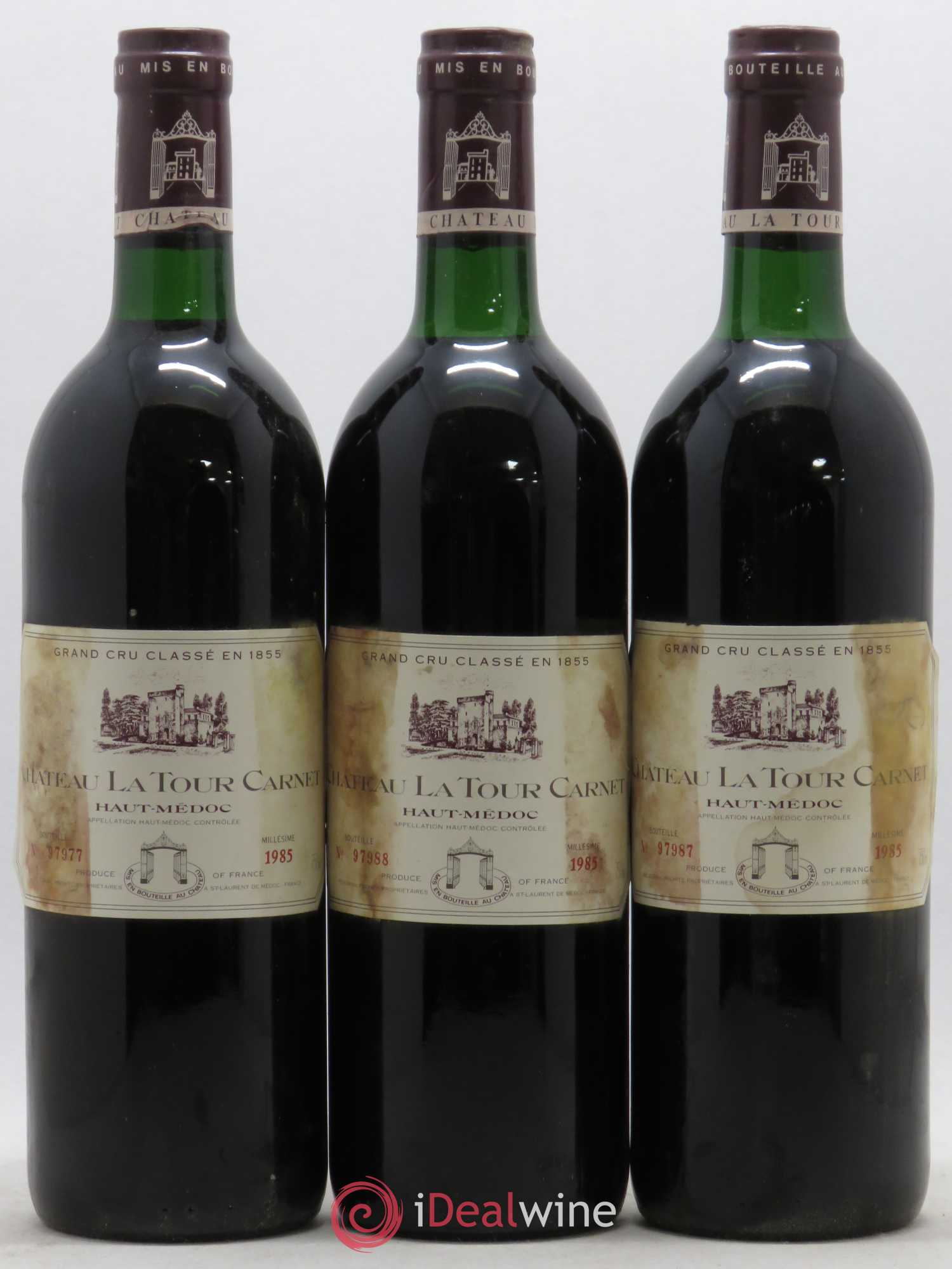 Château la Tour Carnet 4ème Grand Cru Classé 1985 - Lot de 6 bouteilles - 1