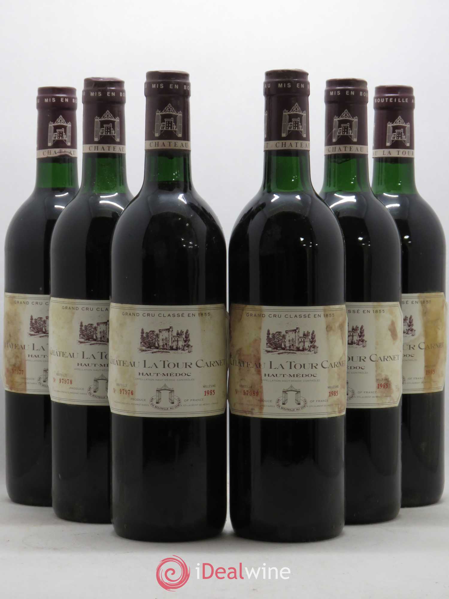 Château la Tour Carnet 4ème Grand Cru Classé 1985 - Lot de 6 bouteilles - 0