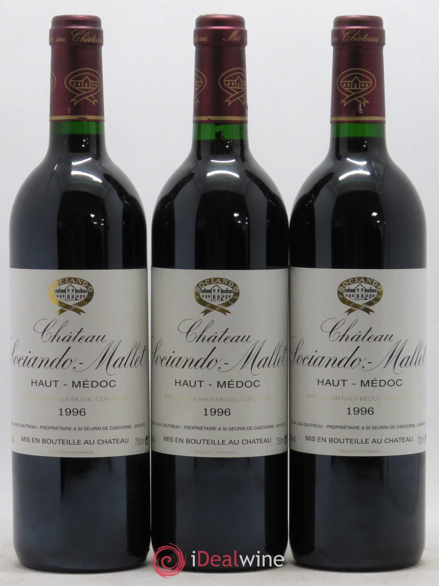 Château Sociando Mallet 1996 - Lot de 6 bouteilles - 1