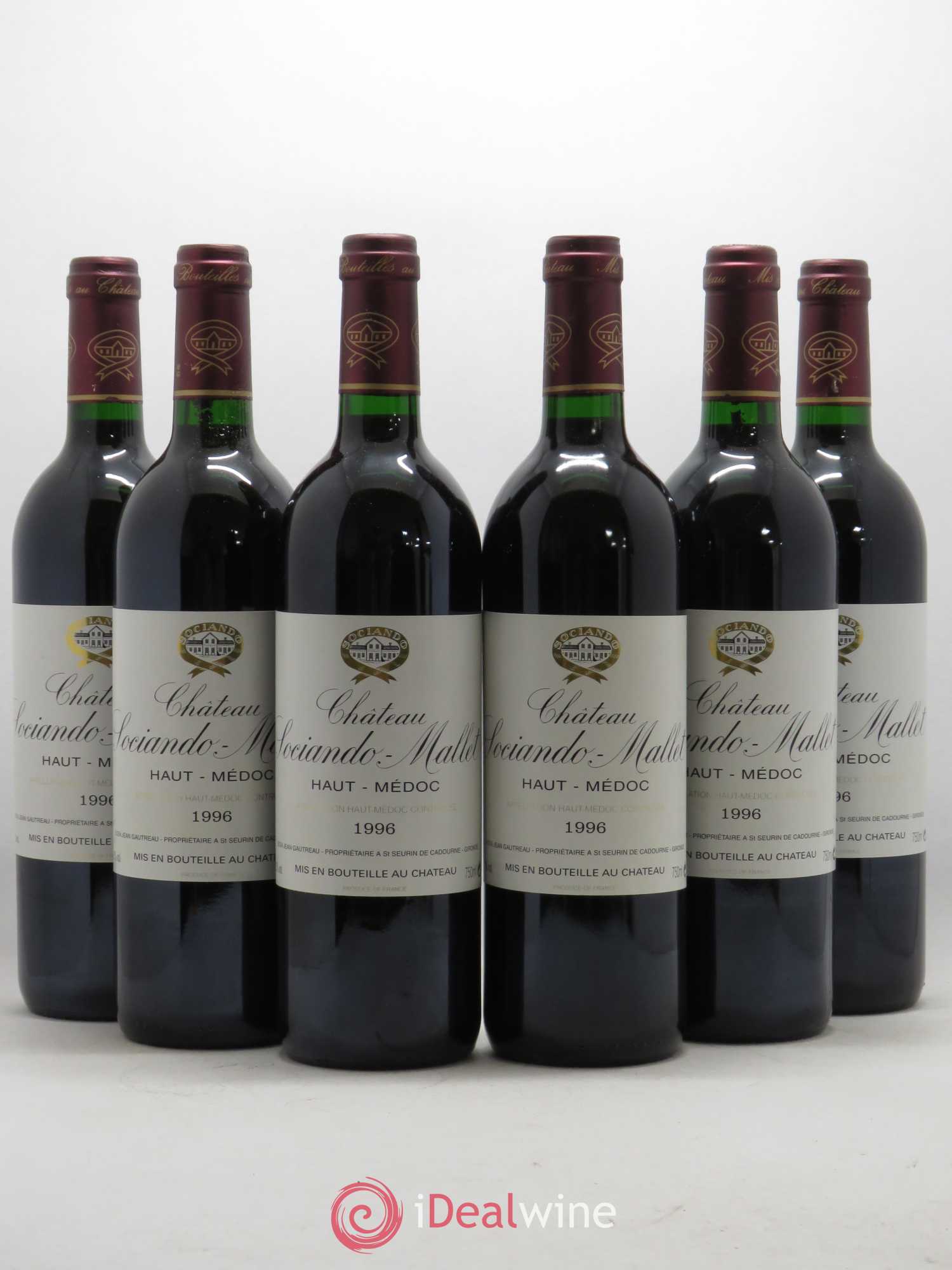 Château Sociando Mallet 1996 - Lot de 6 bouteilles - 0