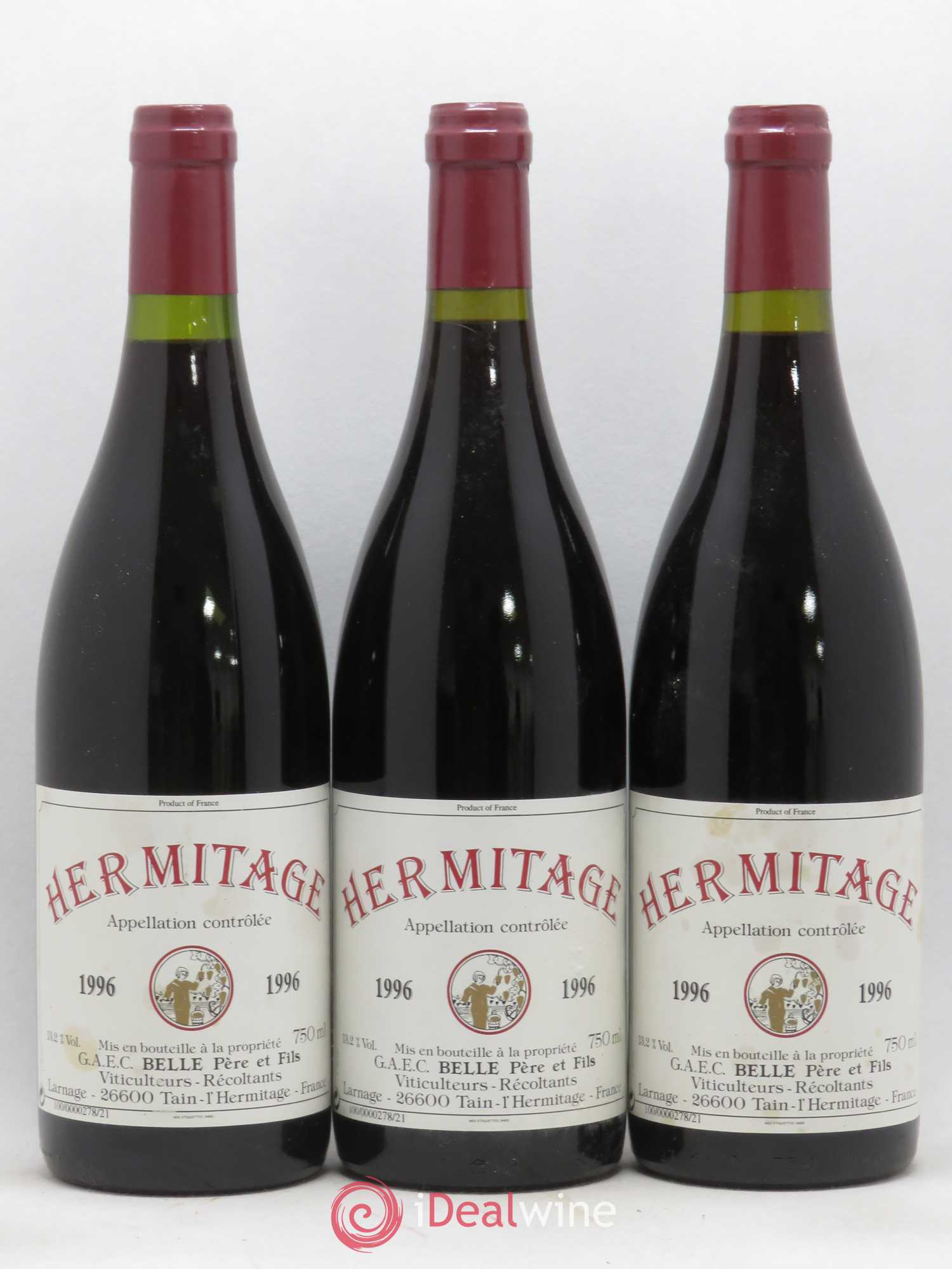 Hermitage Domaine Belle 1996 - Lot de 3 bouteilles - 0