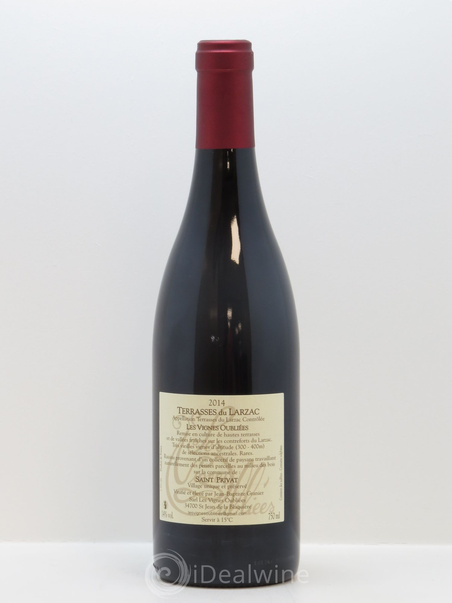 Terrasses du Larzac Les Vignes Oubliées Jean-Baptiste Granier 2014 - Lot de 1 bouteille - 1
