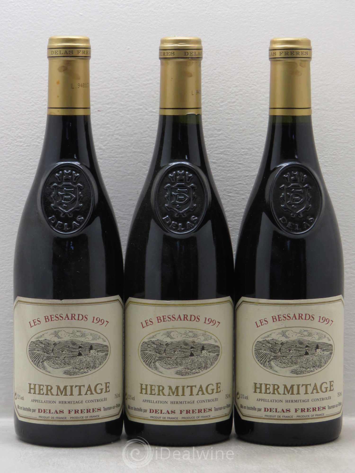 Hermitage Les Bessards Delas Frères 1997 - Lot de 3 bouteilles - 0