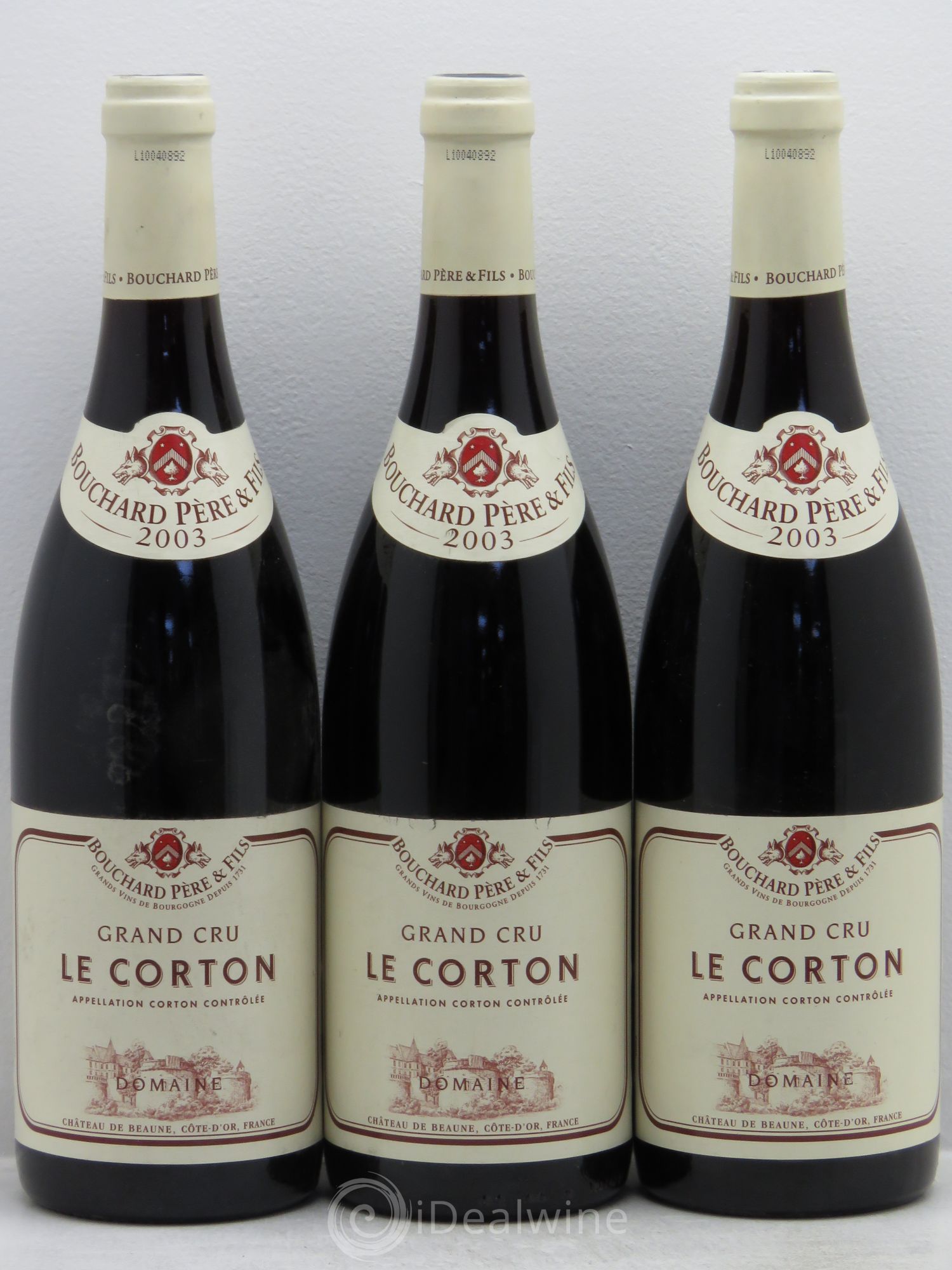 Corton Grand Cru Le Corton Bouchard Père & Fils 2003 - Lot de 3 bouteilles - 0