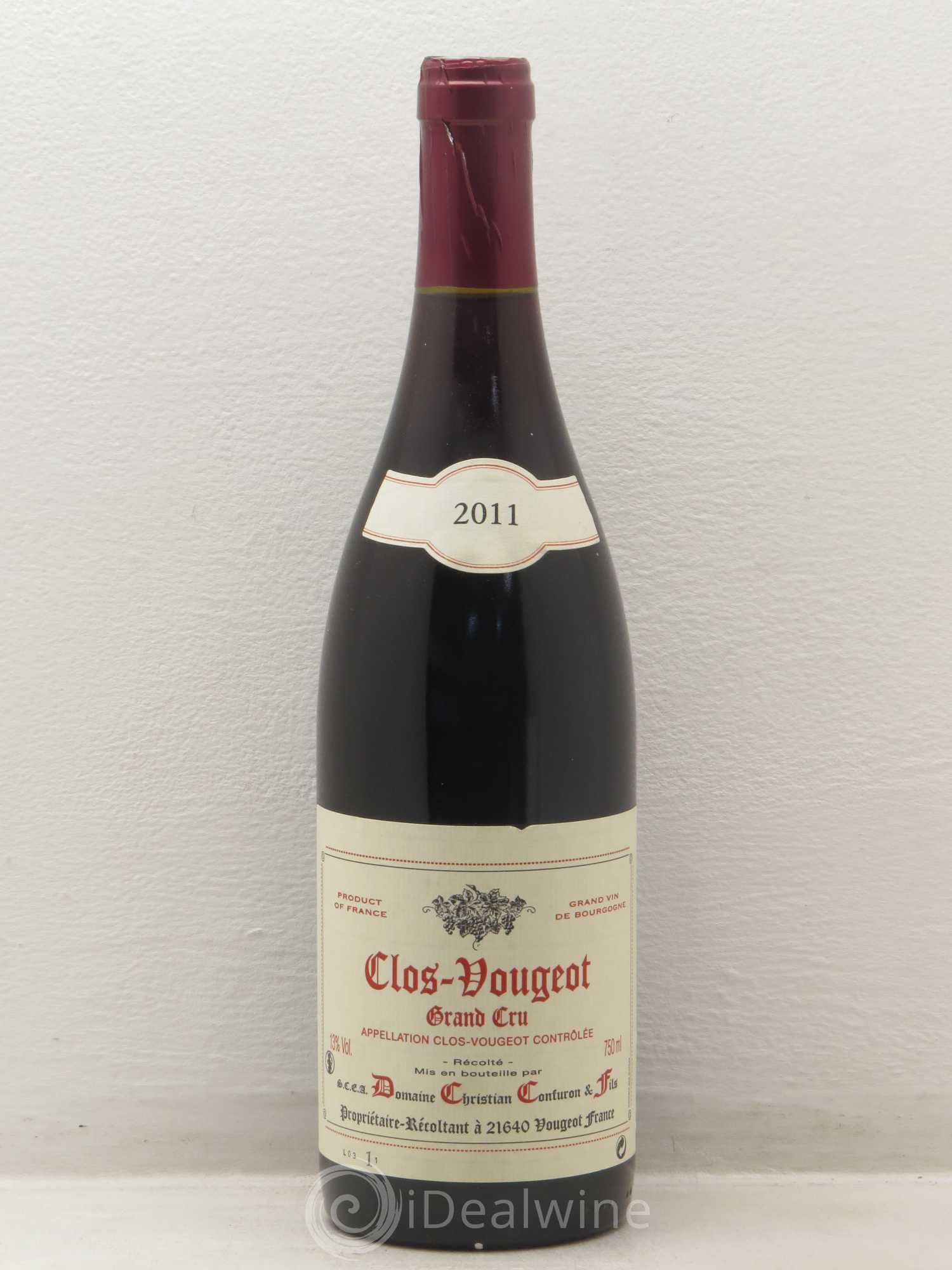 Clos de Vougeot Grand Cru Christian Confuron et Fils 2011 - Lot de 1 bouteille - 0
