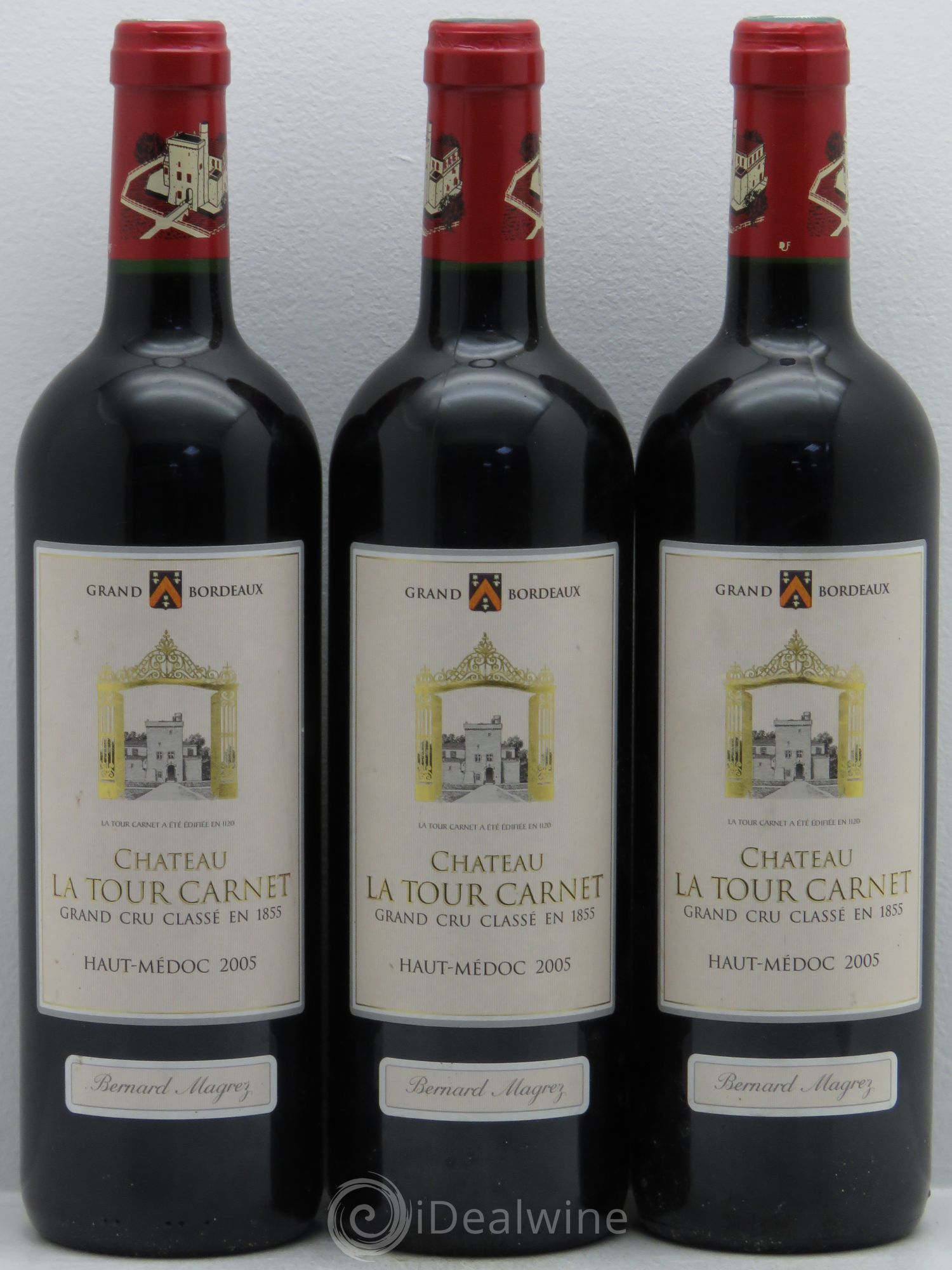 Château la Tour Carnet 4ème Grand Cru Classé 2005 - Lot de 3 bouteilles - 0