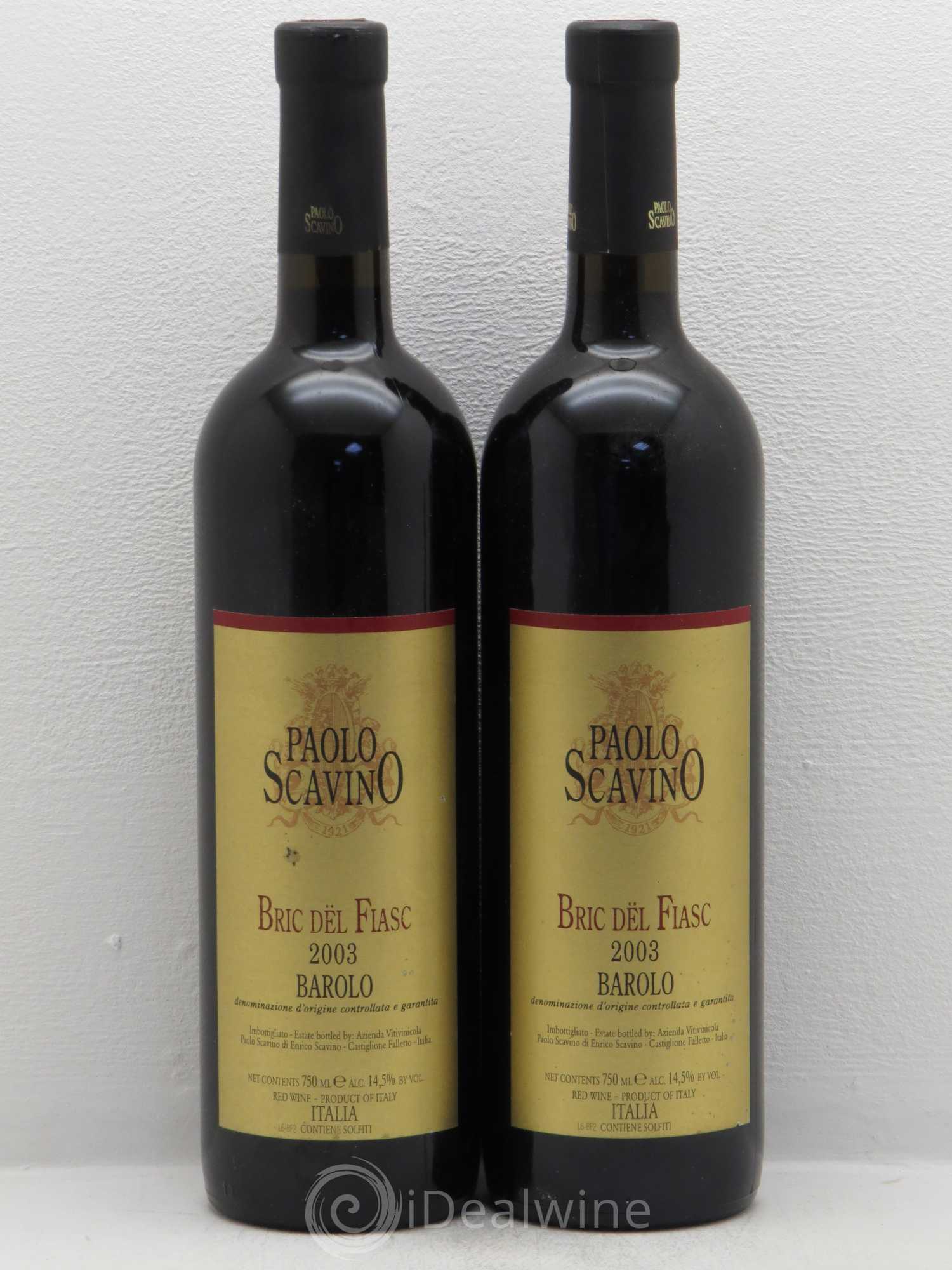 Barolo DOCG Bric del Fiasc Paolo Scavino 2003 - Lot de 2 bouteilles - 0