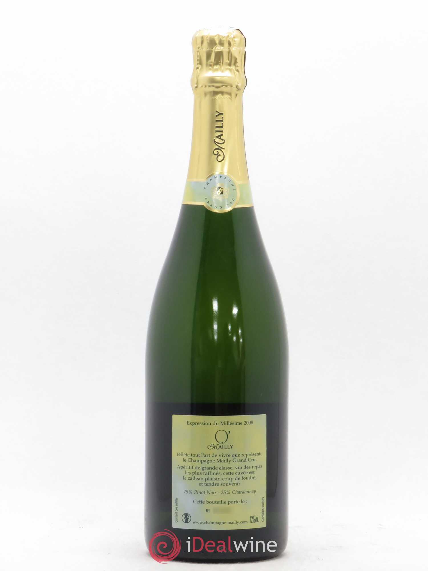 Brut millésimé Mailly Grand Cru L'O 2008 - Lot de 1 bouteille - 1