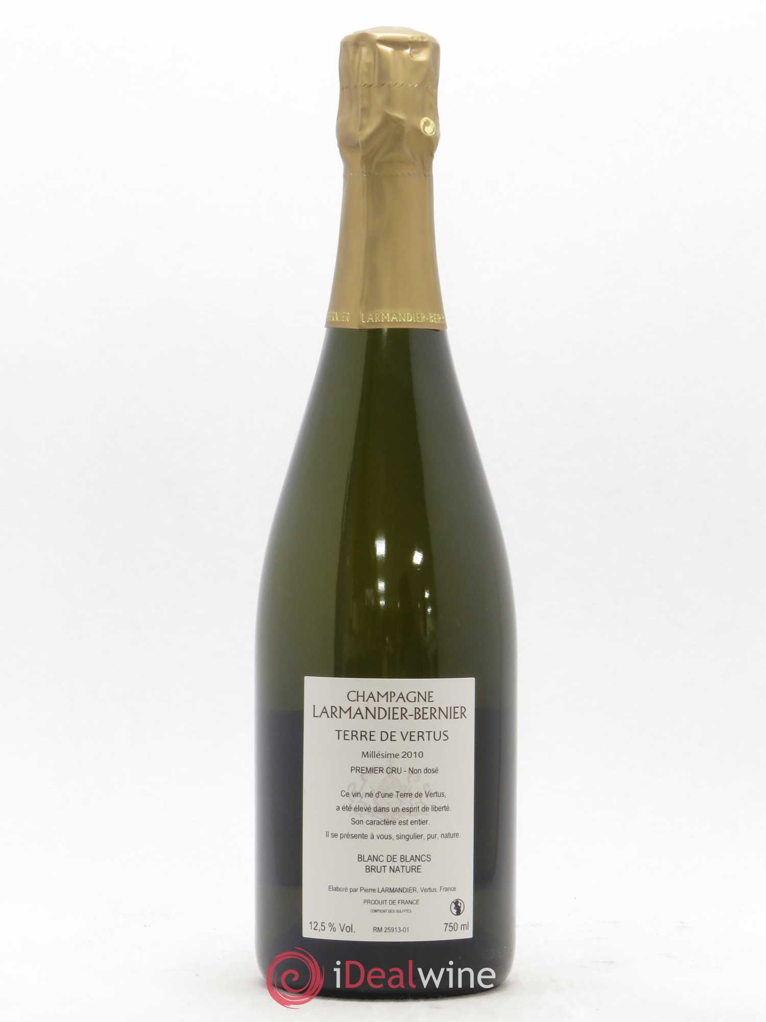 Terre de Vertus 1er Cru Non dosé Larmandier-Bernier 2010 - Lot de 1 bouteille - 1