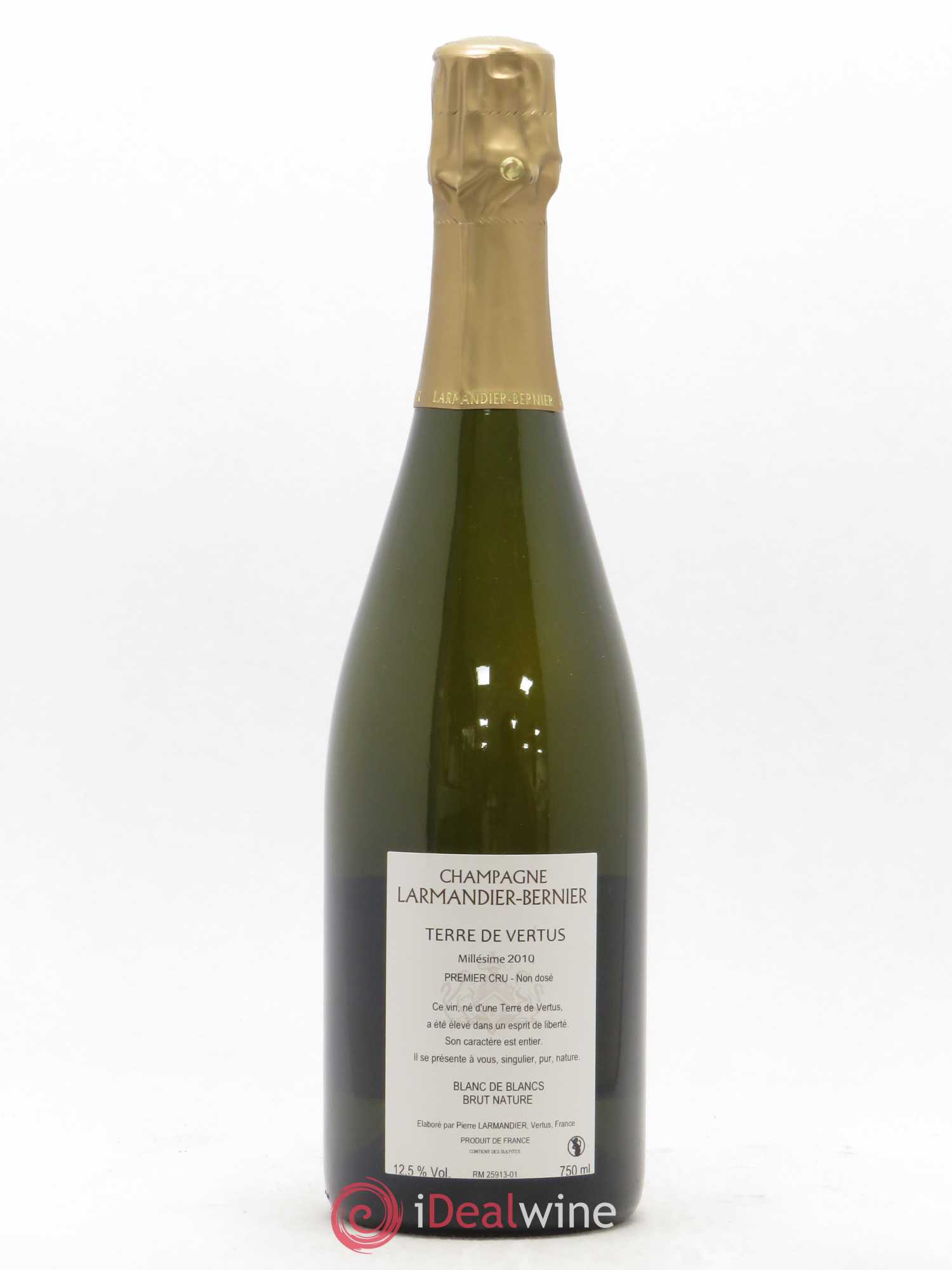Terre de Vertus 1er Cru Non dosé Larmandier-Bernier 2010 - Lot de 1 bouteille - 1