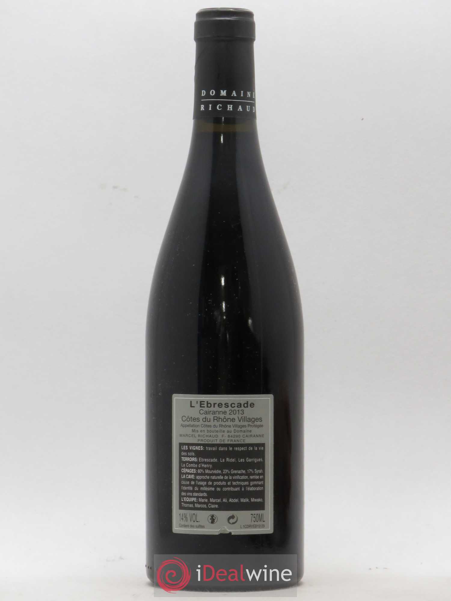 Cairanne Ebrescade Marcel Richaud 2013 - Lot de 1 bouteille - 1