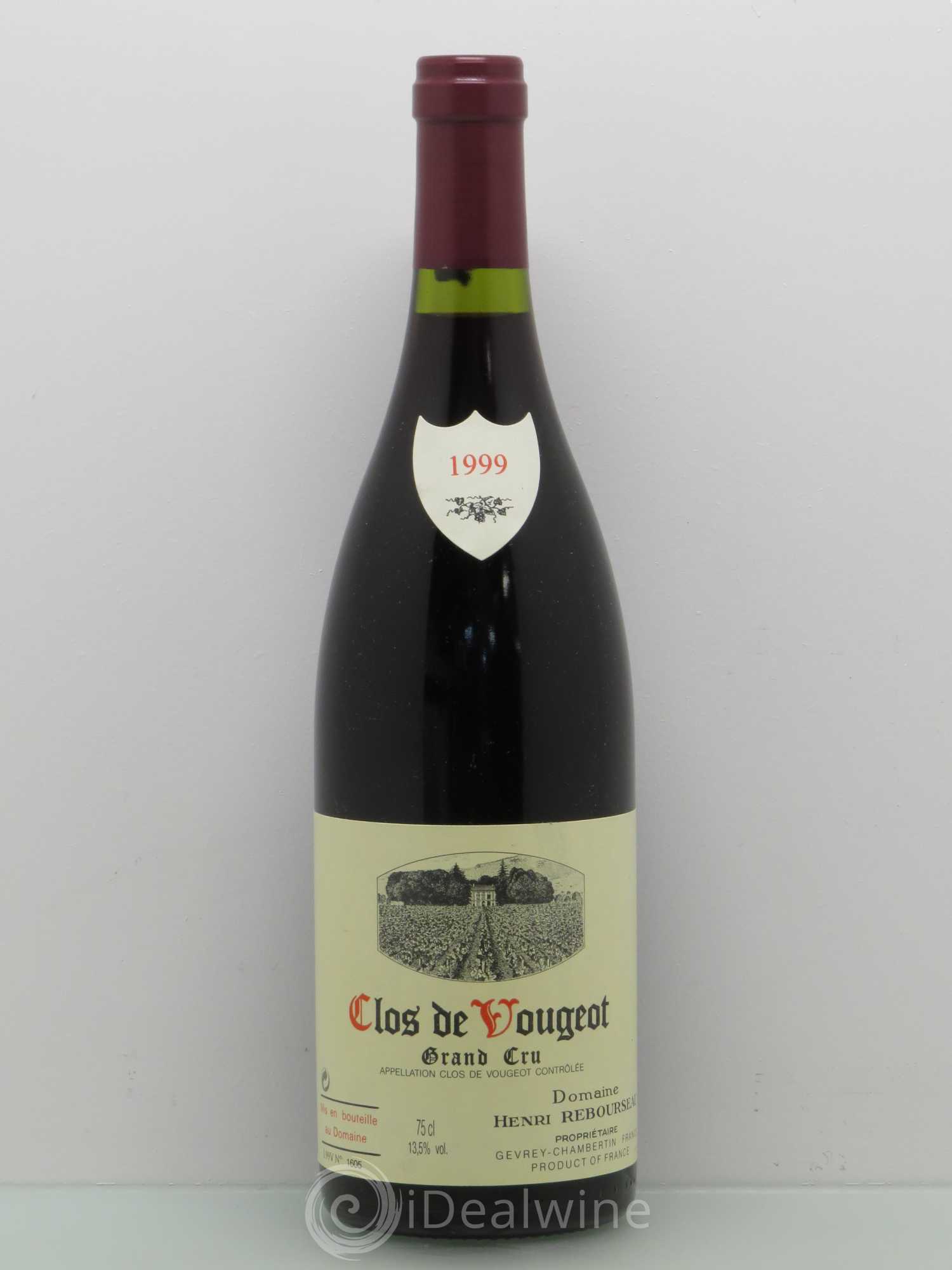 Clos de Vougeot Grand Cru Henri Rebourseau (Domaine) 1999 - Lot de 1 bouteille - 0