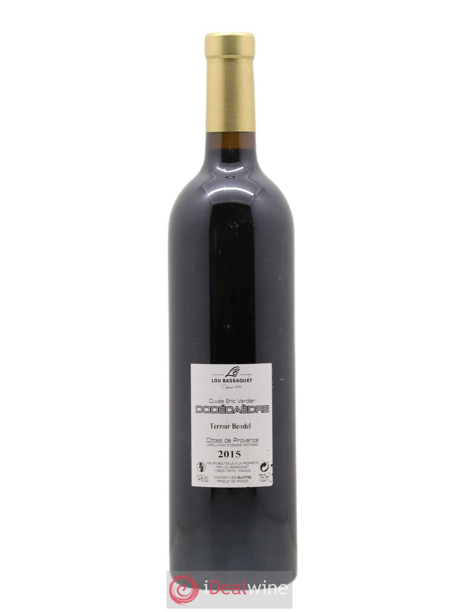 Côtes de Provence Dodecaedre Terroir Bedel Cuvee Eric Verdier Lou Bassaquet 2015 - Lot de 1 bouteille - 1
