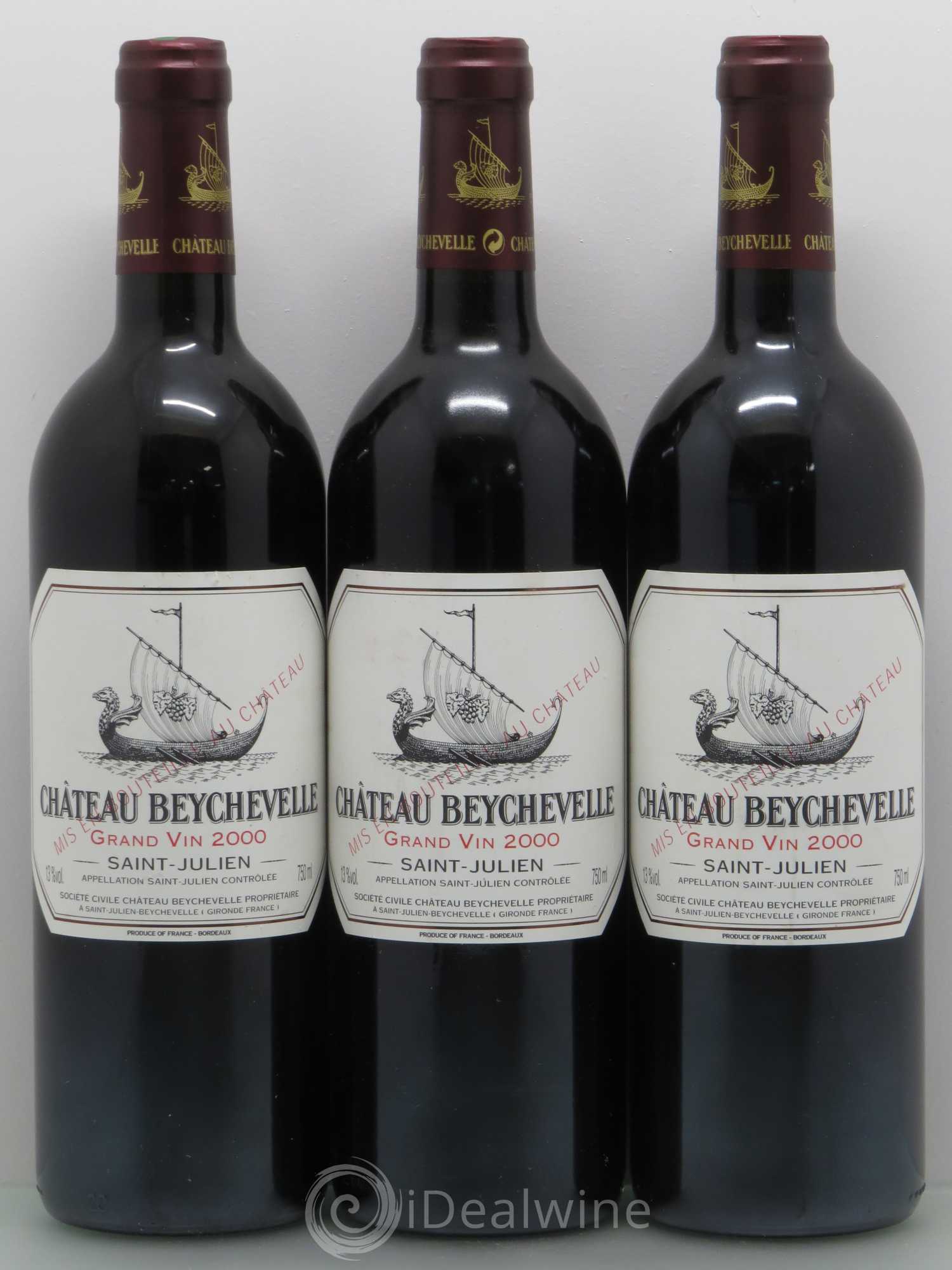 Château Beychevelle 4ème Grand Cru Classé 2000 - Lot de 3 bouteilles - 0