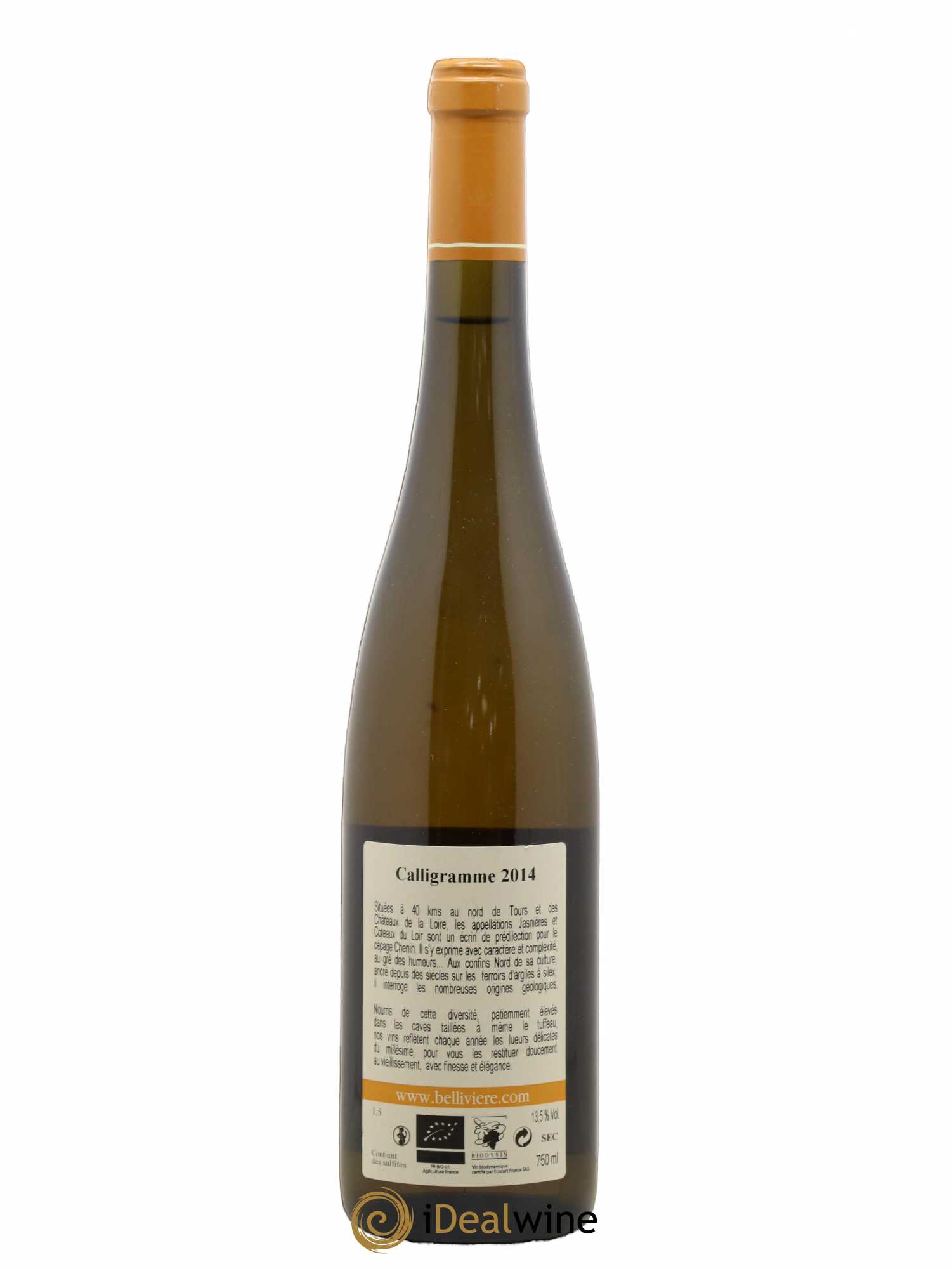 Jasnières Calligramme Domaine de Bellivière 2014 - Lot de 1 bouteille - 1