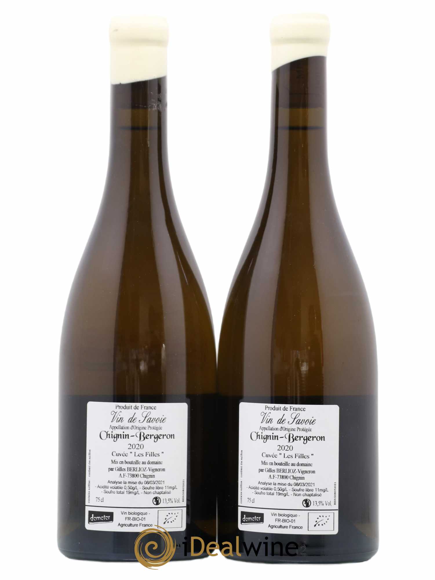 Vin de Savoie Chignin-Bergeron Les Filles Gilles Berlioz 2020 - Lot de 2 bouteilles - 1