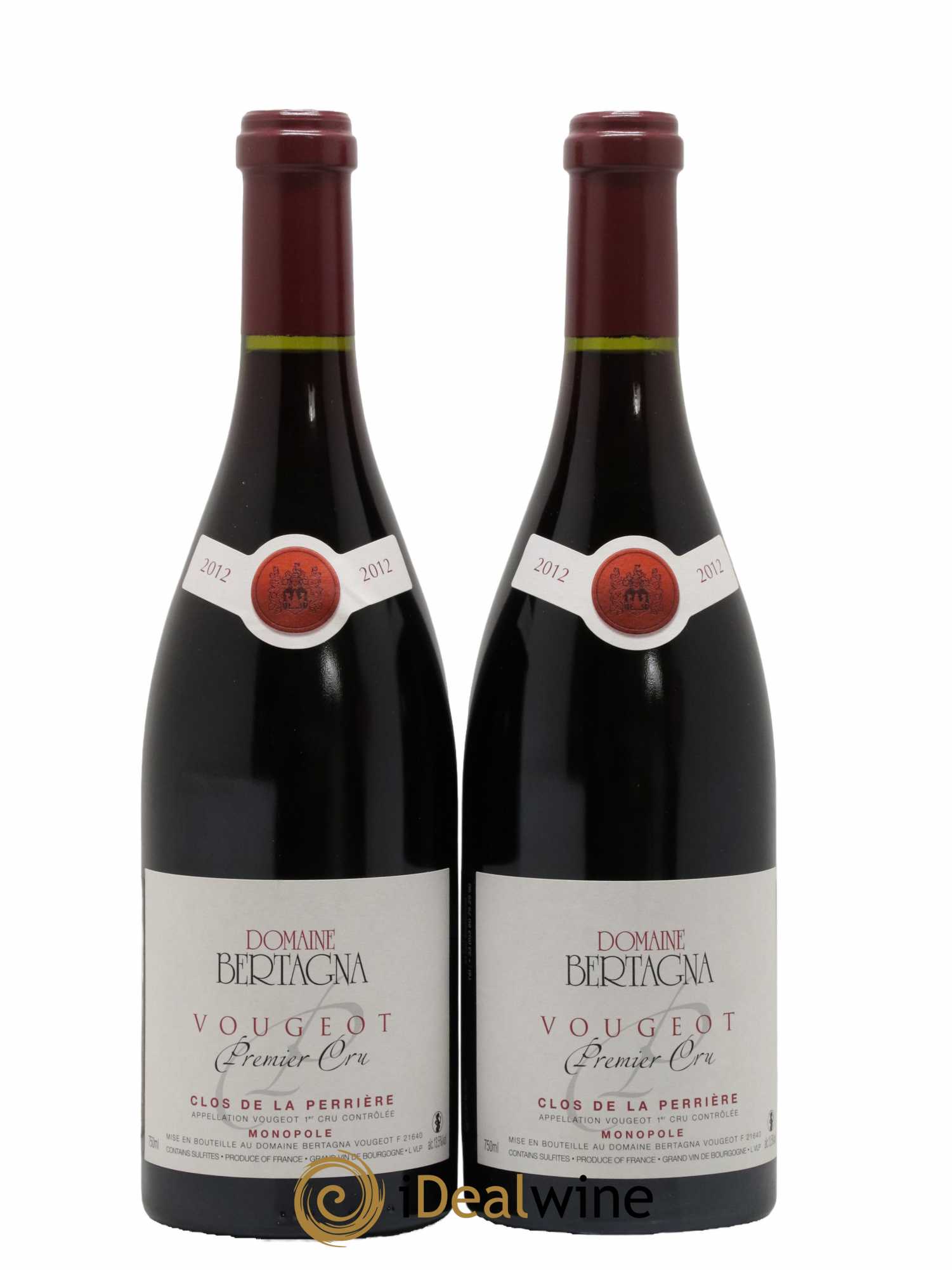 Vougeot 1er Cru Clos de La Perrière Monopole Bertagna 2012 - Lot de 2 bouteilles - 0
