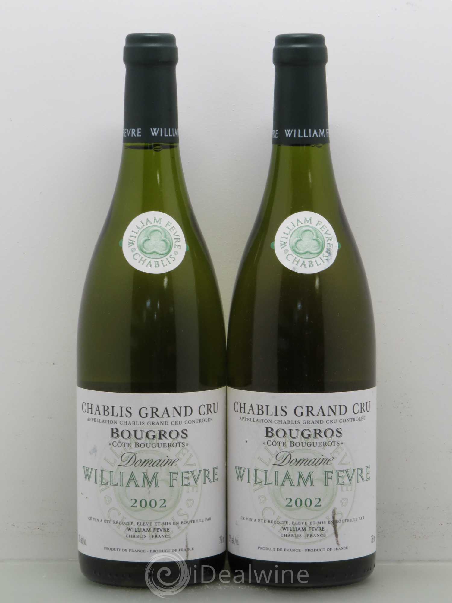 Chablis Grand Cru Bougros Côte Bouguerots William Fèvre 2002 - Lot de 2 bouteilles - 0