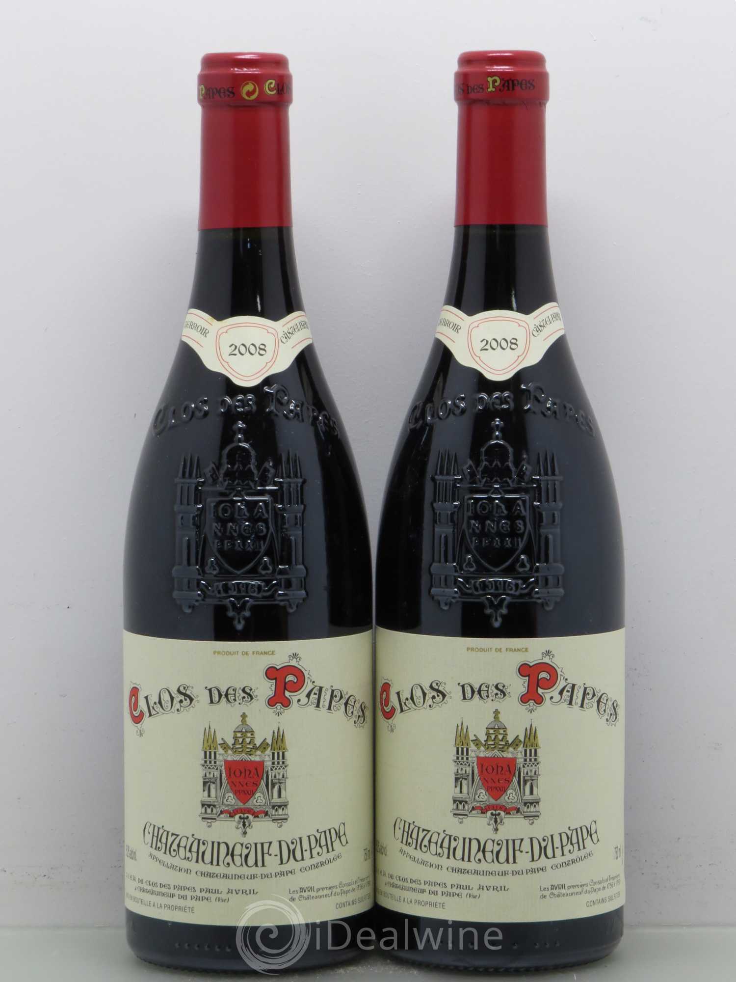 Châteauneuf-du-Pape Clos des Papes - Paul Avril 2008 - Lot de 2 bouteilles - 0