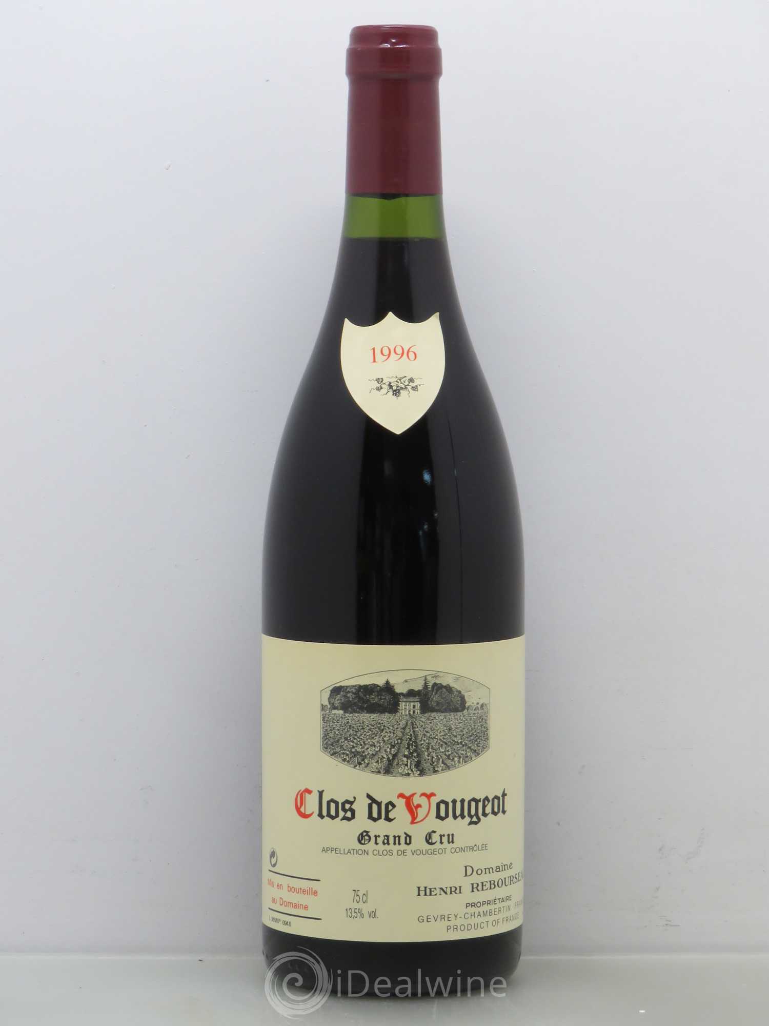 Clos de Vougeot Grand Cru Henri Rebourseau (Domaine) 1996 - Lot de 1 bouteille - 0