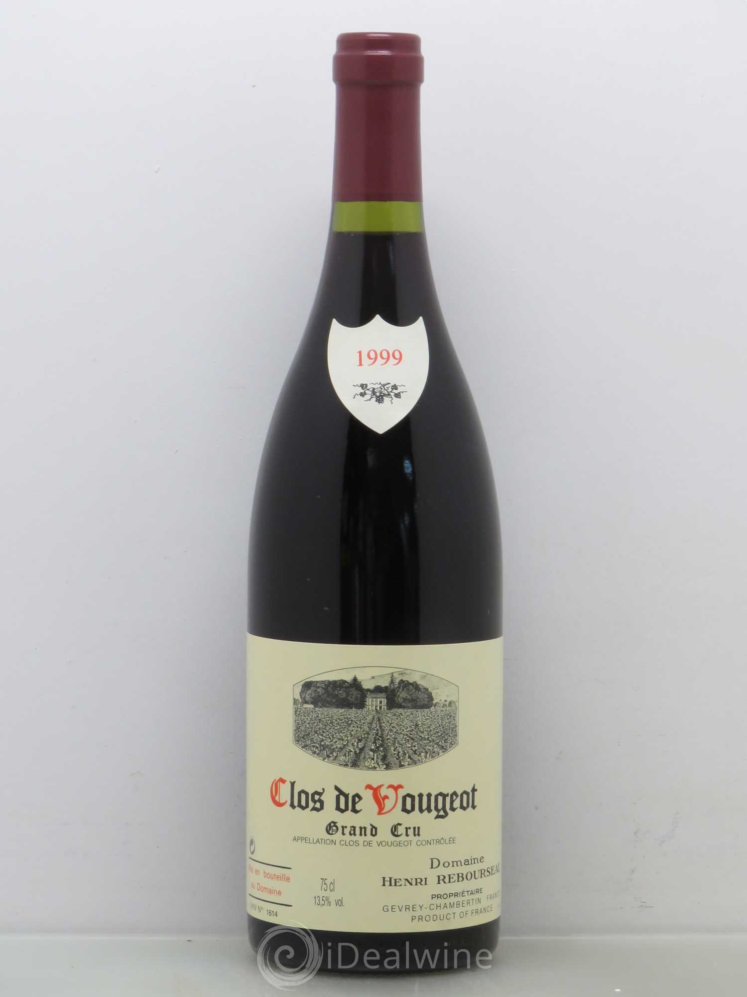 Clos de Vougeot Grand Cru Henri Rebourseau (Domaine) 1999 - Lot de 1 bouteille - 0