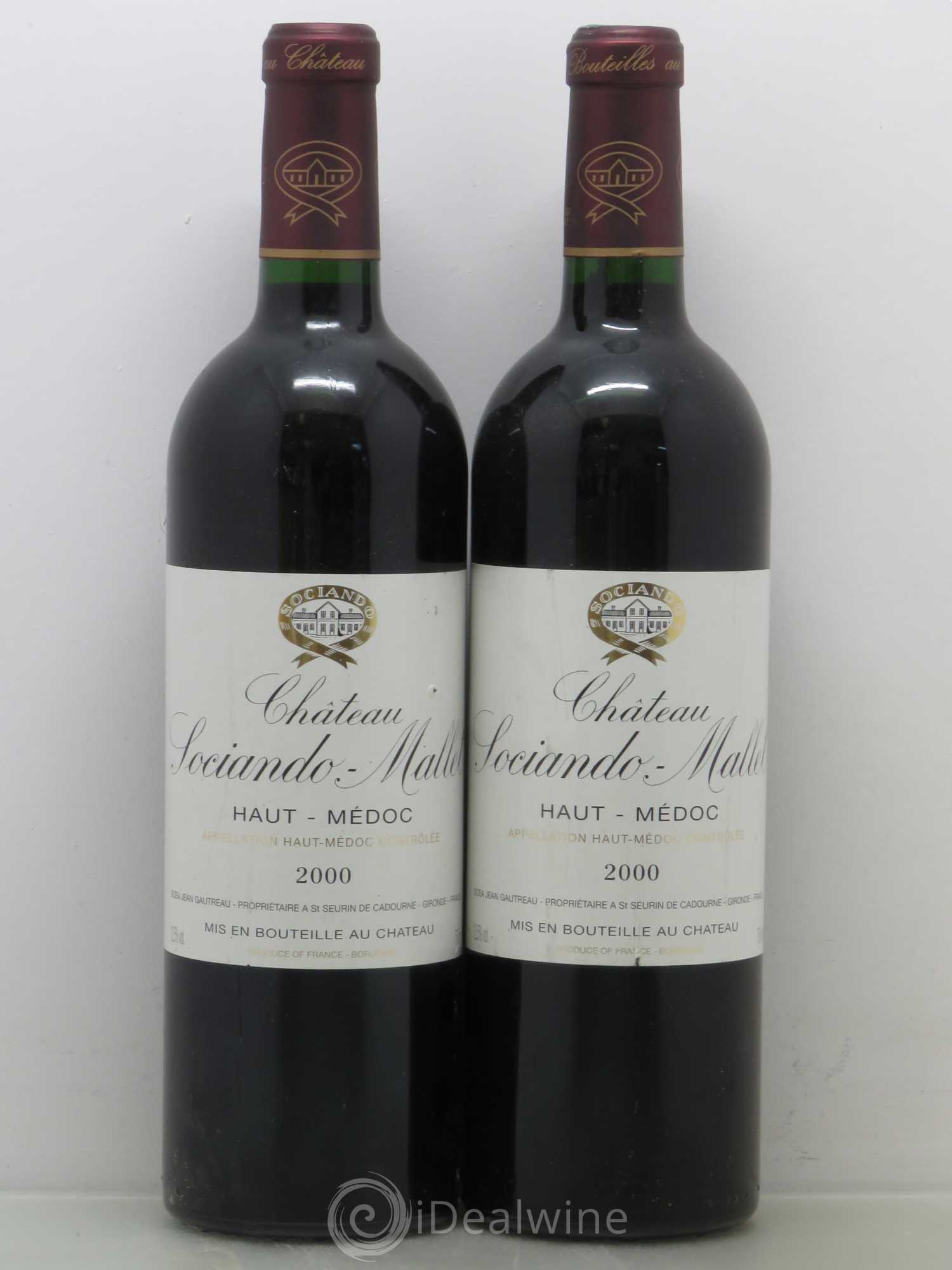 Château Sociando Mallet 2000 - Lot de 2 bouteilles - 0