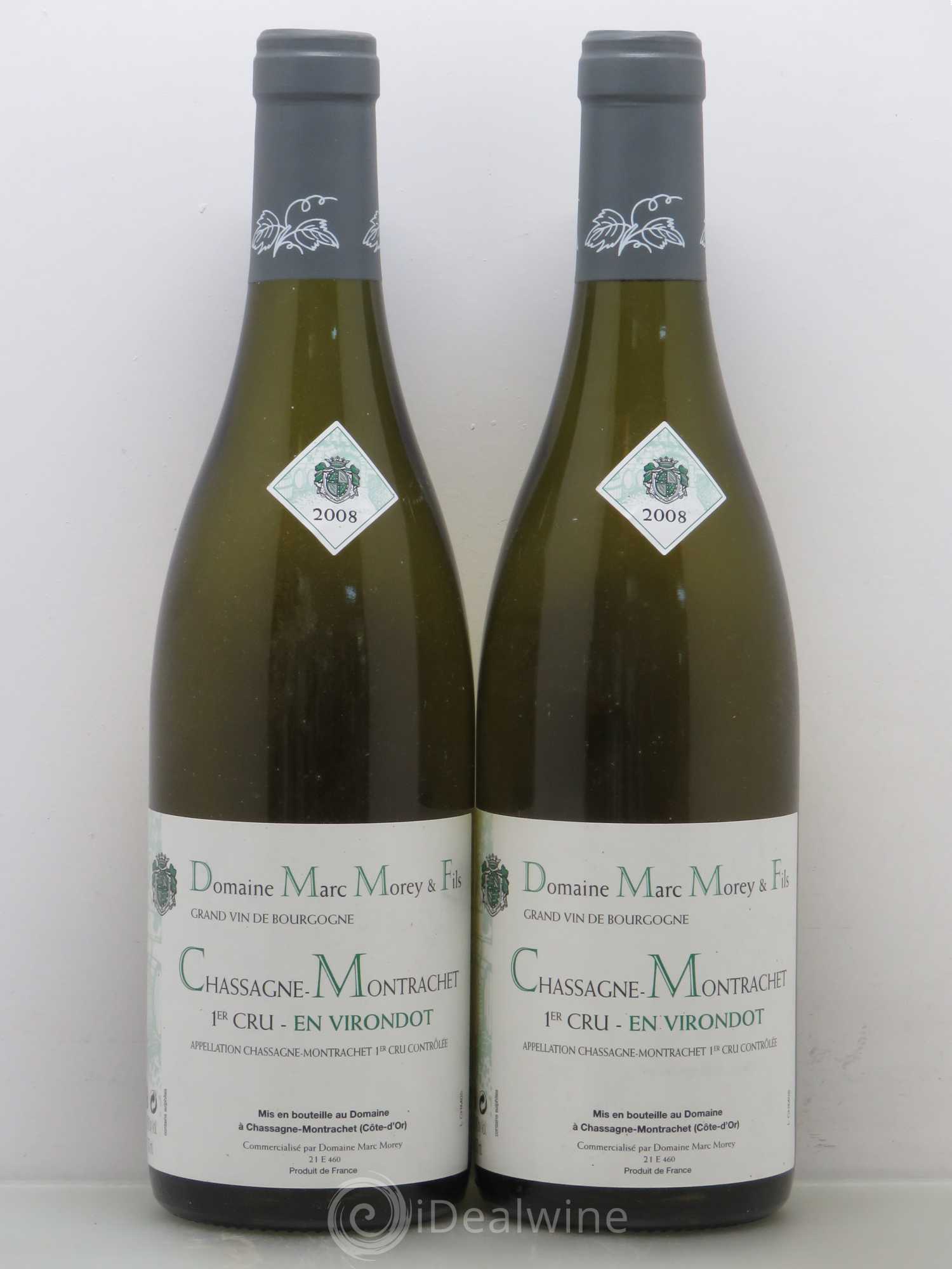 Chassagne-Montrachet 1er Cru En Virondot Domaine Marc Morey (sans prix de réserve) 2008 - Posten von 2 Flaschen - 0