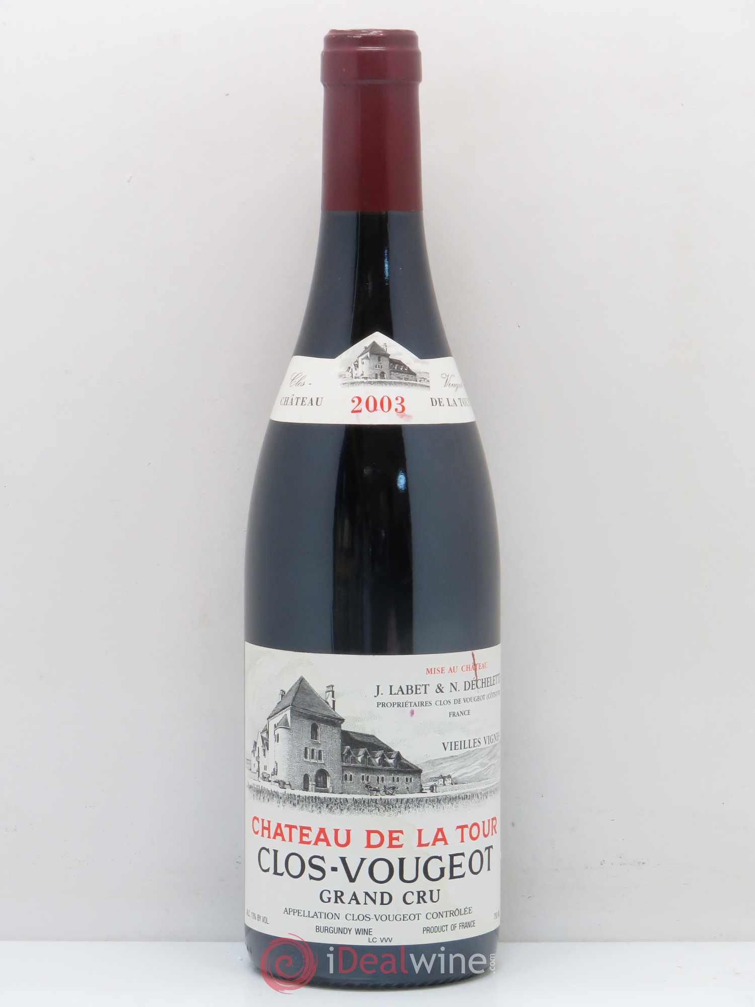 Clos de Vougeot Grand Cru Vieilles Vignes Château de La Tour 2003 - Lot de 1 bouteille - 0