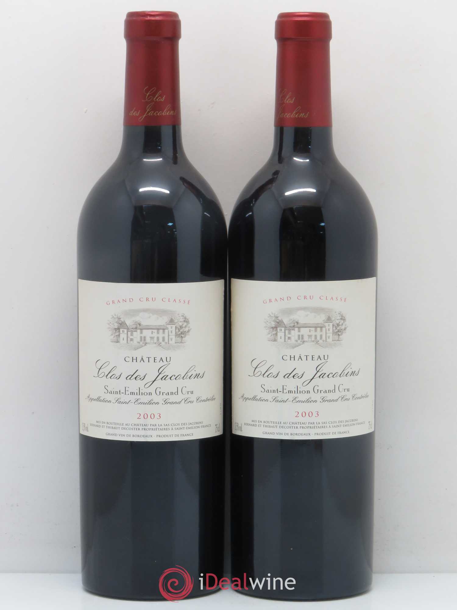 Château Clos des Jacobins Grand Cru Classé 2003 - Lot de 2 bouteilles - 0